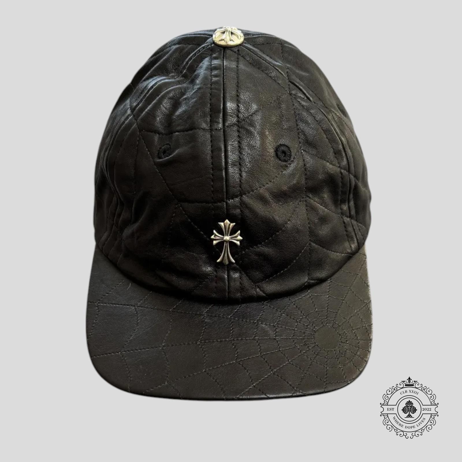 Chrome Hearts Chrome Hearts Spider Web Silver Cross Leather Hat in Black Size ONE SIZE - 1 Thumbnail