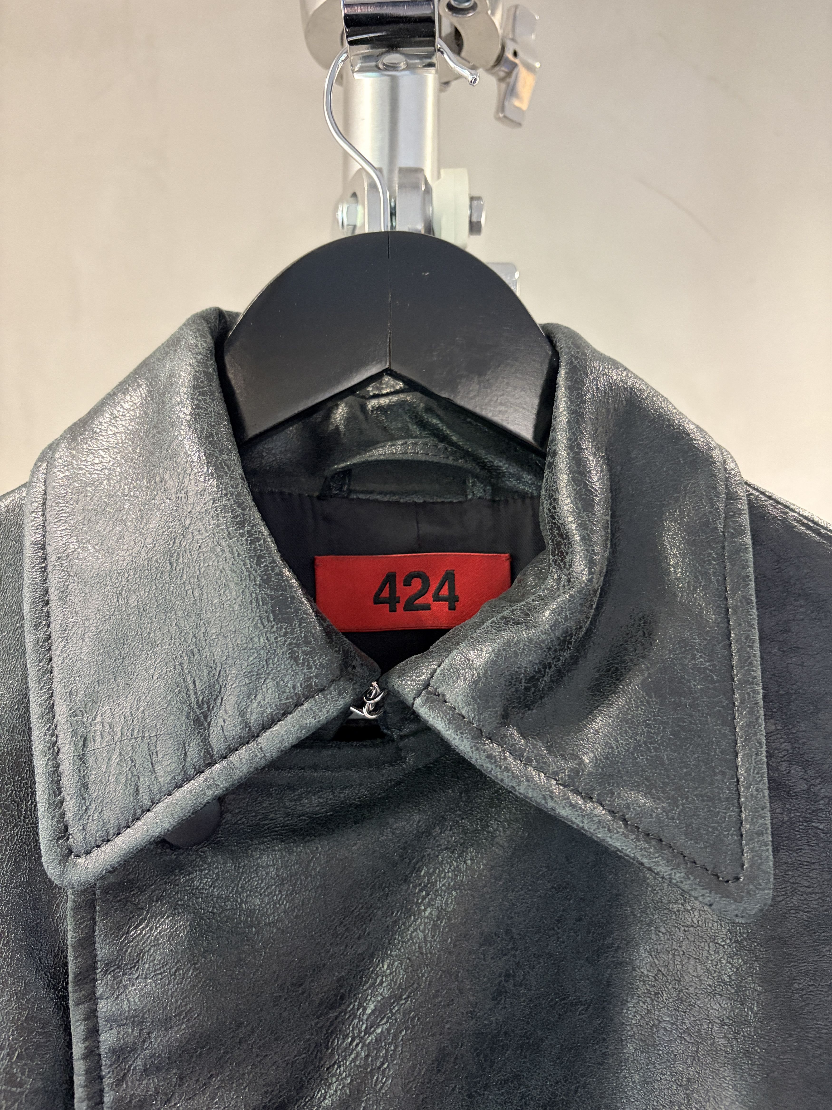 424 424 Paper Effect Distressed Leather Trench Coat Size US S / EU 44-46 / 1 - 6 Thumbnail