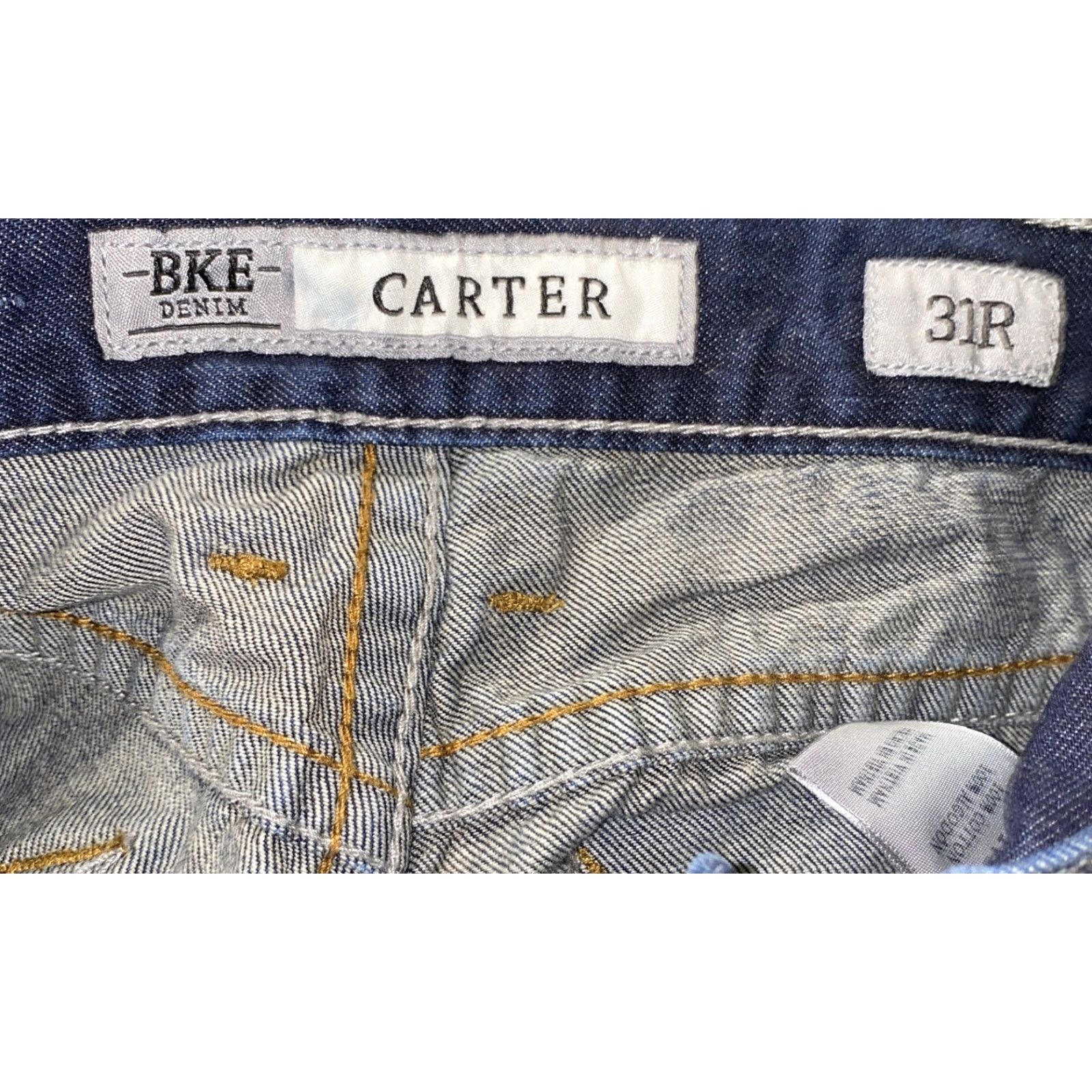 BKE BKE Denim Jeans Mens Carter Blue 31R X 31 Button Fly Distressed Size US 31 - 6 Thumbnail