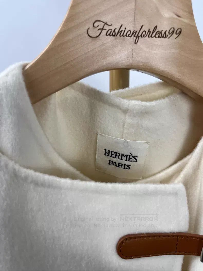 Hermes Hermes White Long Sleeve Wool Coat Size XS / US 0-2 / IT 36-38 - 4 Thumbnail