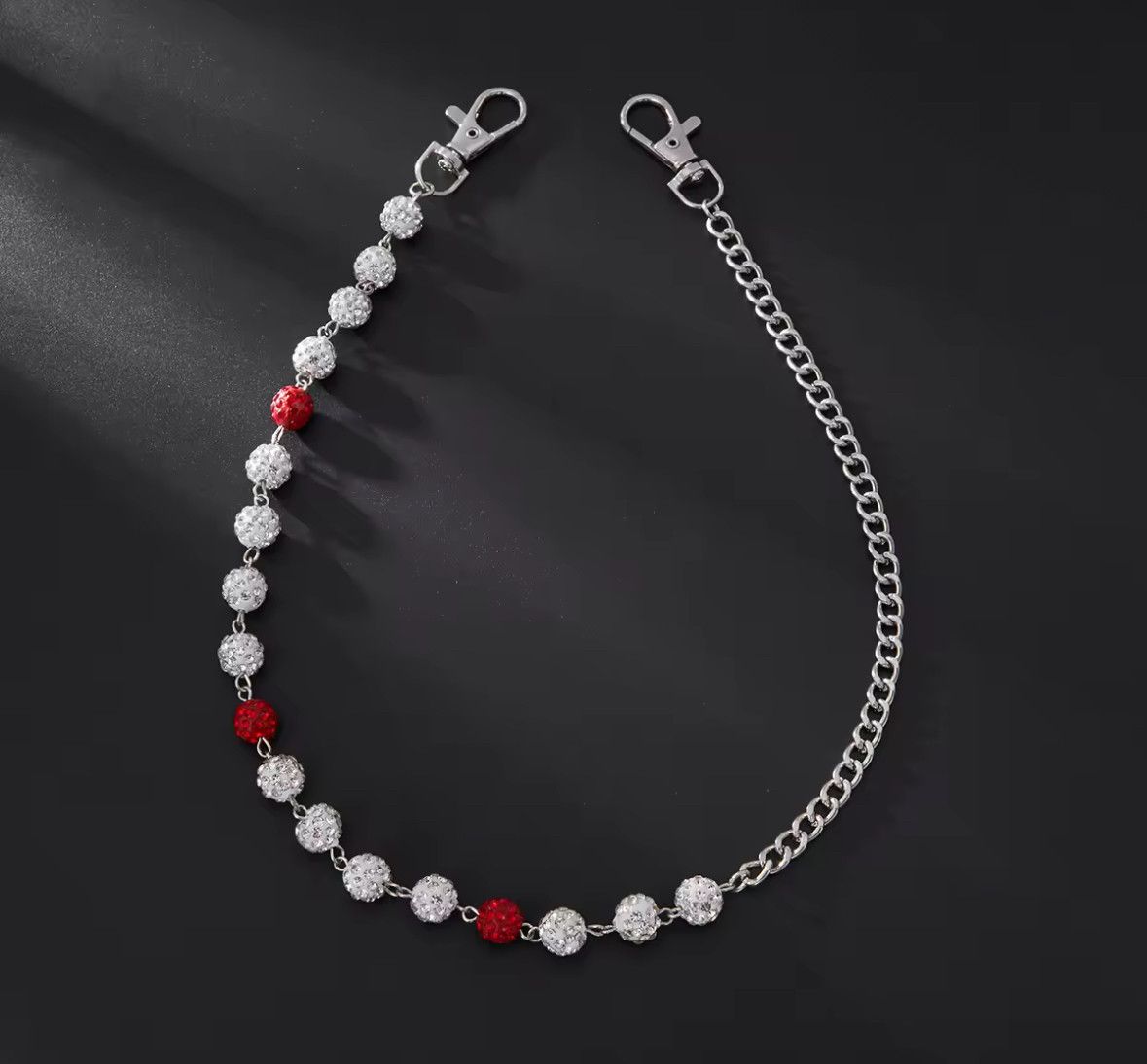 Other Hip Hop Red Rhinestone Round Ball Pants Chain Wallet Belt Size ONE SIZE - 3 Thumbnail