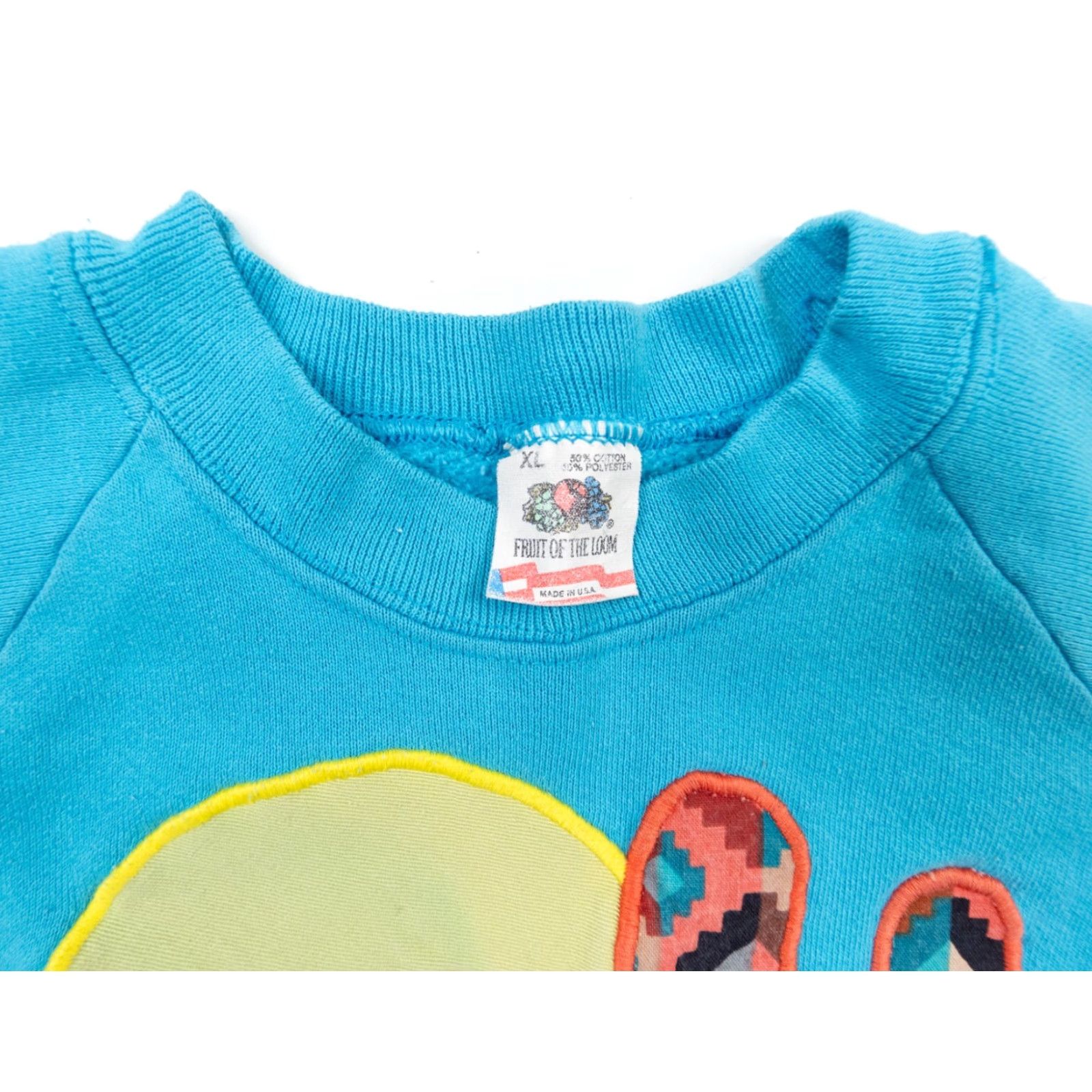 Fruit Of The Loom VINTAGE Fruit of the Loom Sweatshirt Men XL Southwest Crewneck Blue 90s Southwestern Embroidered Wolf Moon All Seasons Size US XL / EU 56 / 4 - 5 Thumbnail
