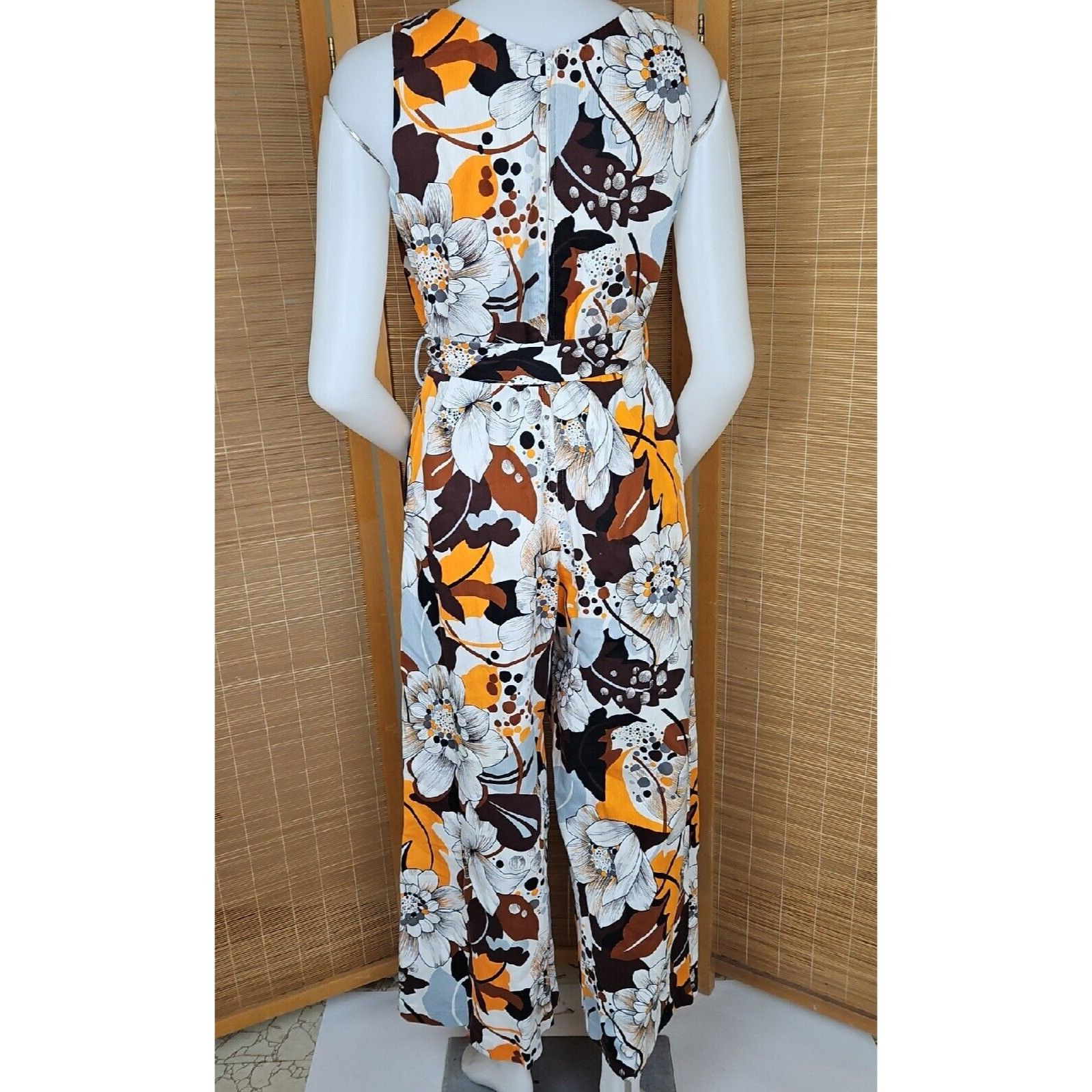 JCPenney × Vintage Vintage Polynesian Romper Floral Jumpsuit Belted Wide Leg Pa Size M / US 6-8 / IT 42-44 - 6 Thumbnail