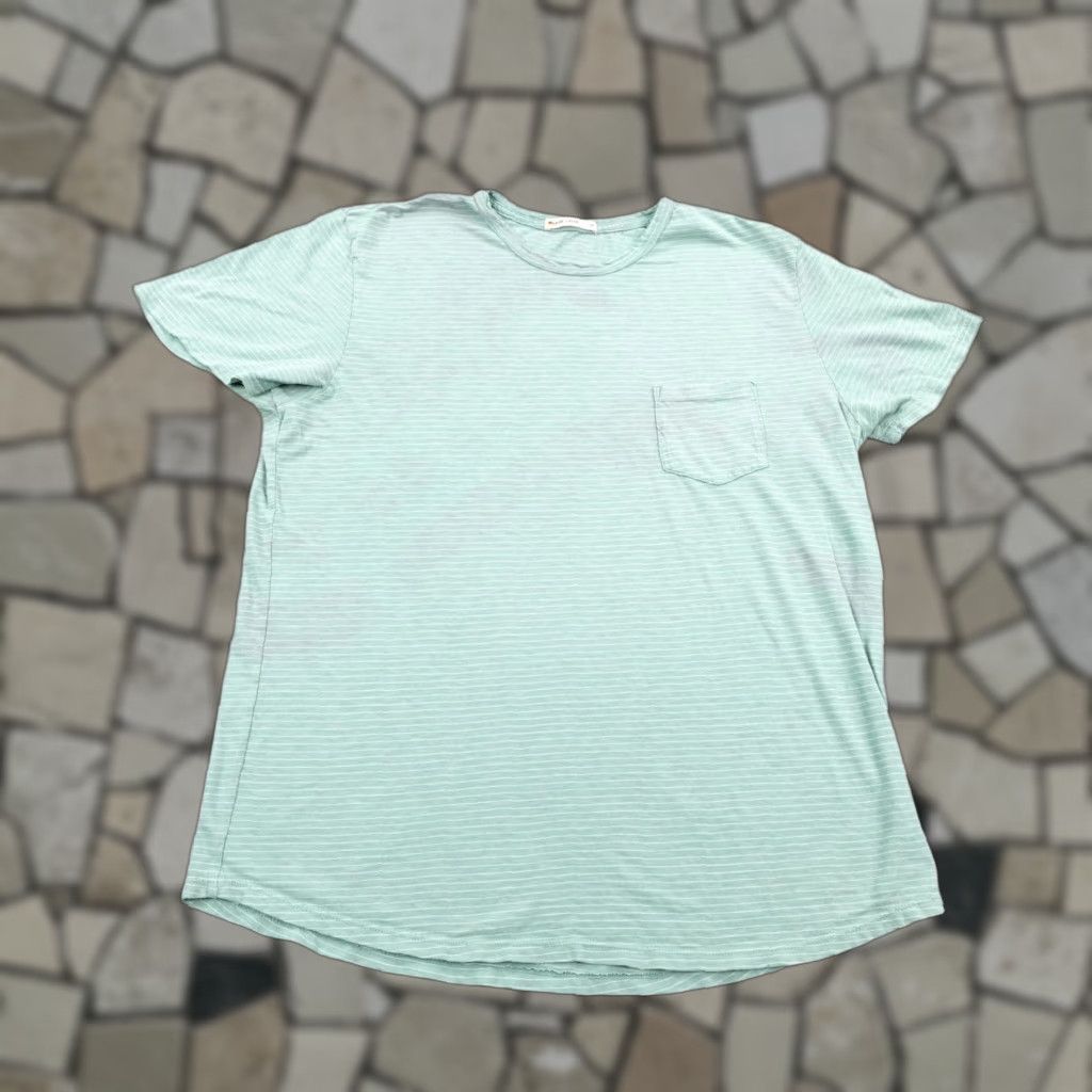 Marine Layer Marine Layer Shirt Mens Medium Green Striped Pocket Saddle Hem Crew Lightweight Size US M / EU 48-50 / 2 - 1 Thumbnail