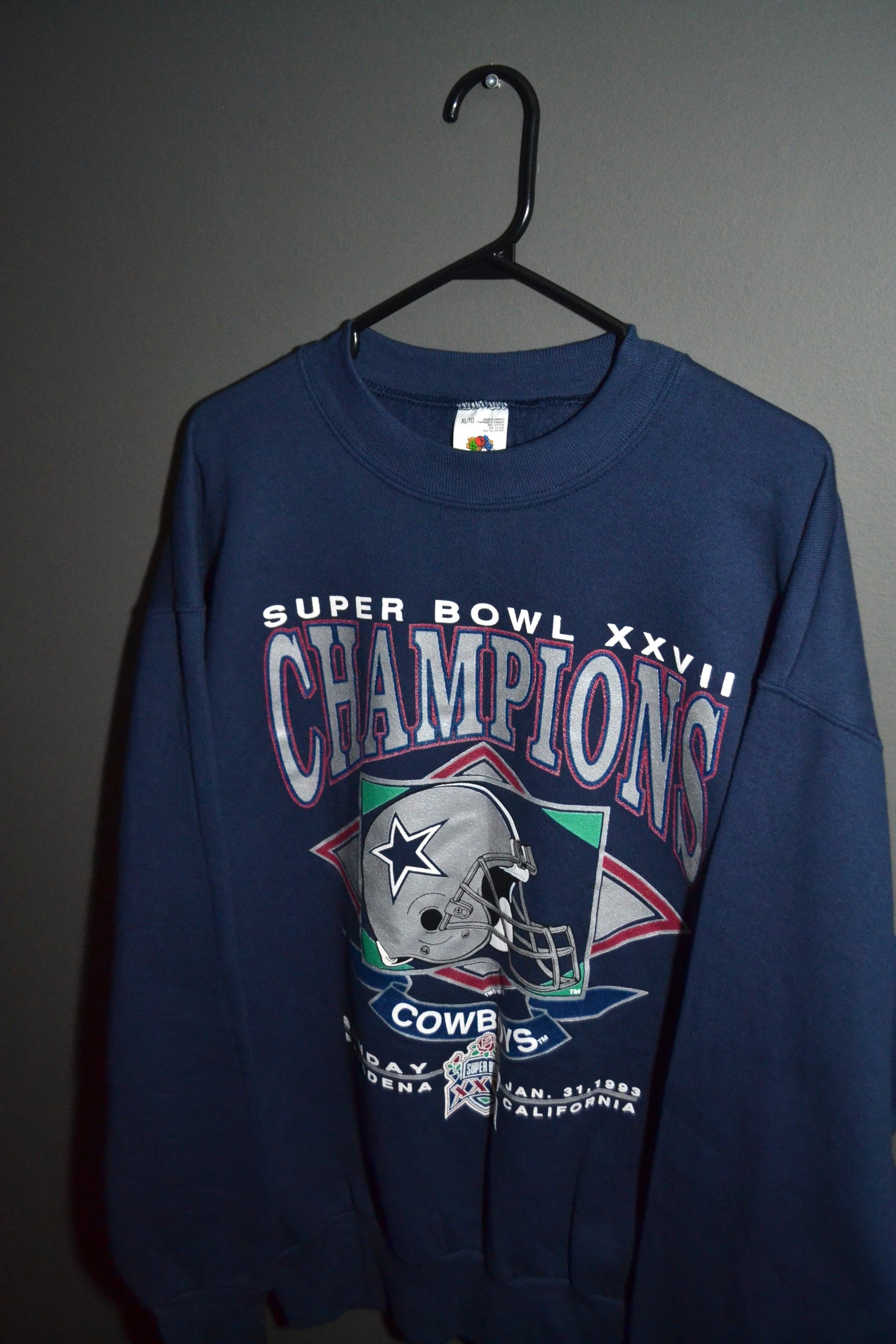 Vintage Dallas Cowboys XL Super Bowl NFL Sweatshirt Vintage 1993 USA Size US XL / EU 56 / 4 - 2 Thumbnail