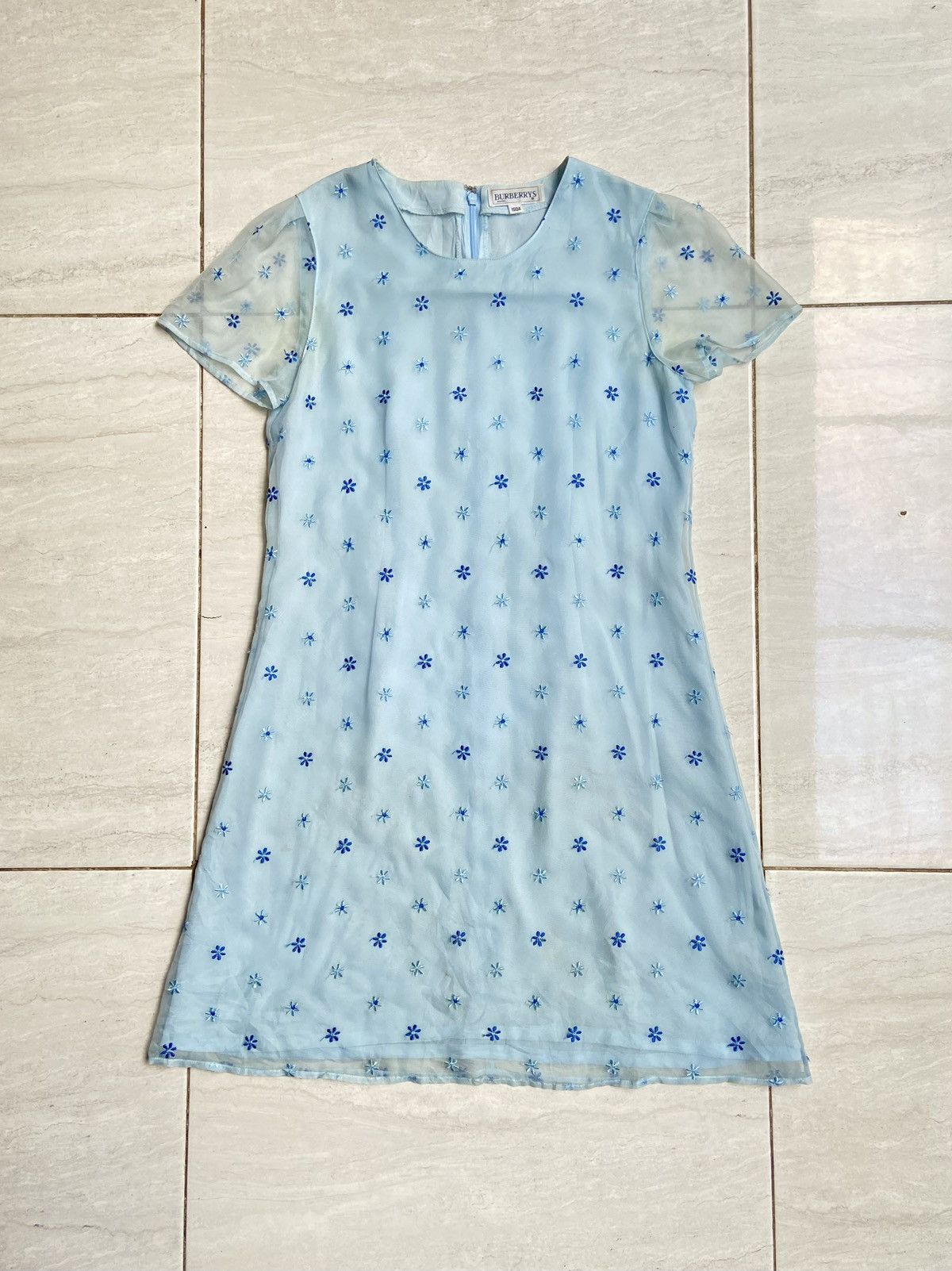 Burberry BURBERRY Blue Midi Dress Size XS / US 0-2 / IT 36-38 - 6 Thumbnail