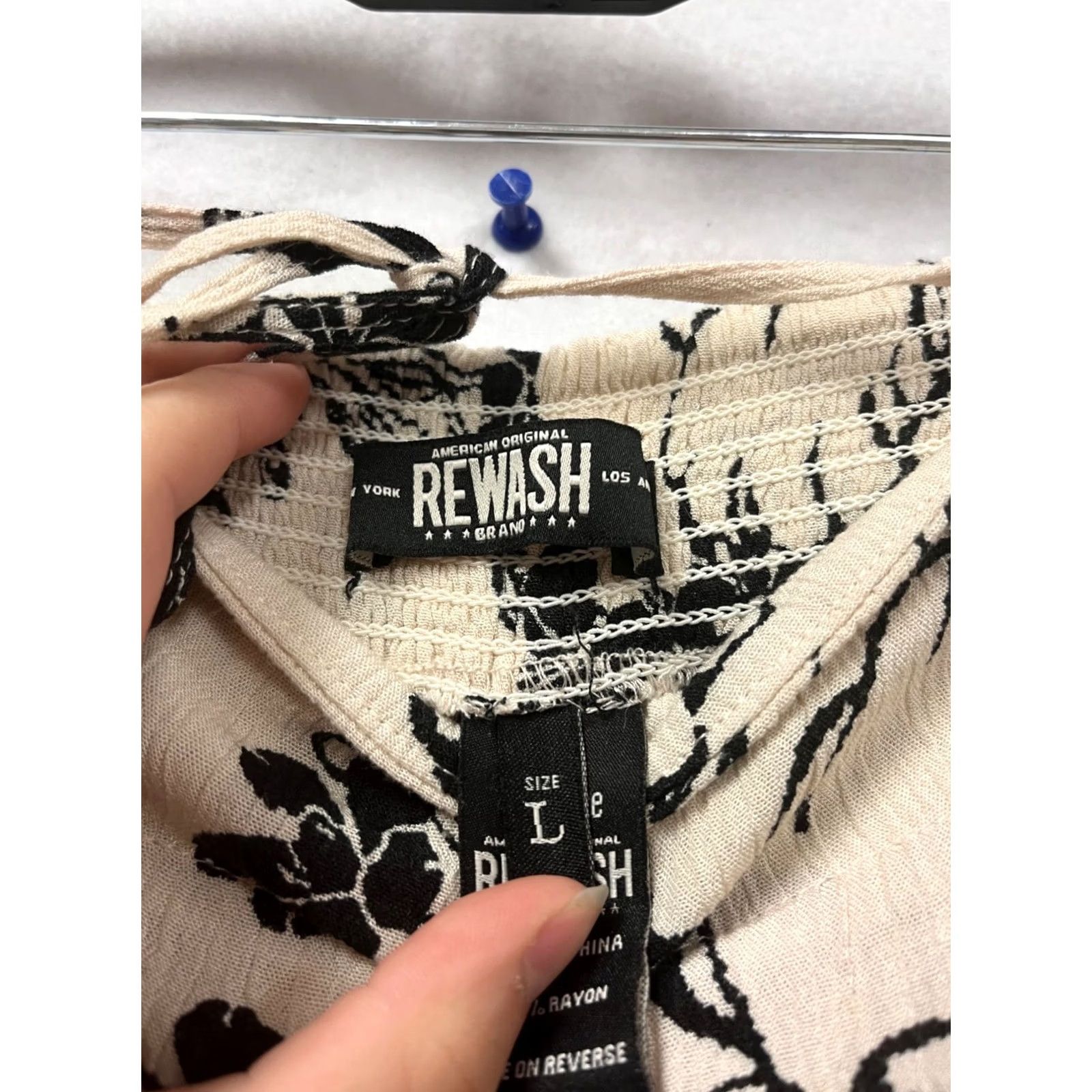 Vintage Rewash Large Floral Print Rayon Pants Womens L Beige Floral Rayon Pants Womens L Size 36" / US 14 / IT 50 - 3 Thumbnail