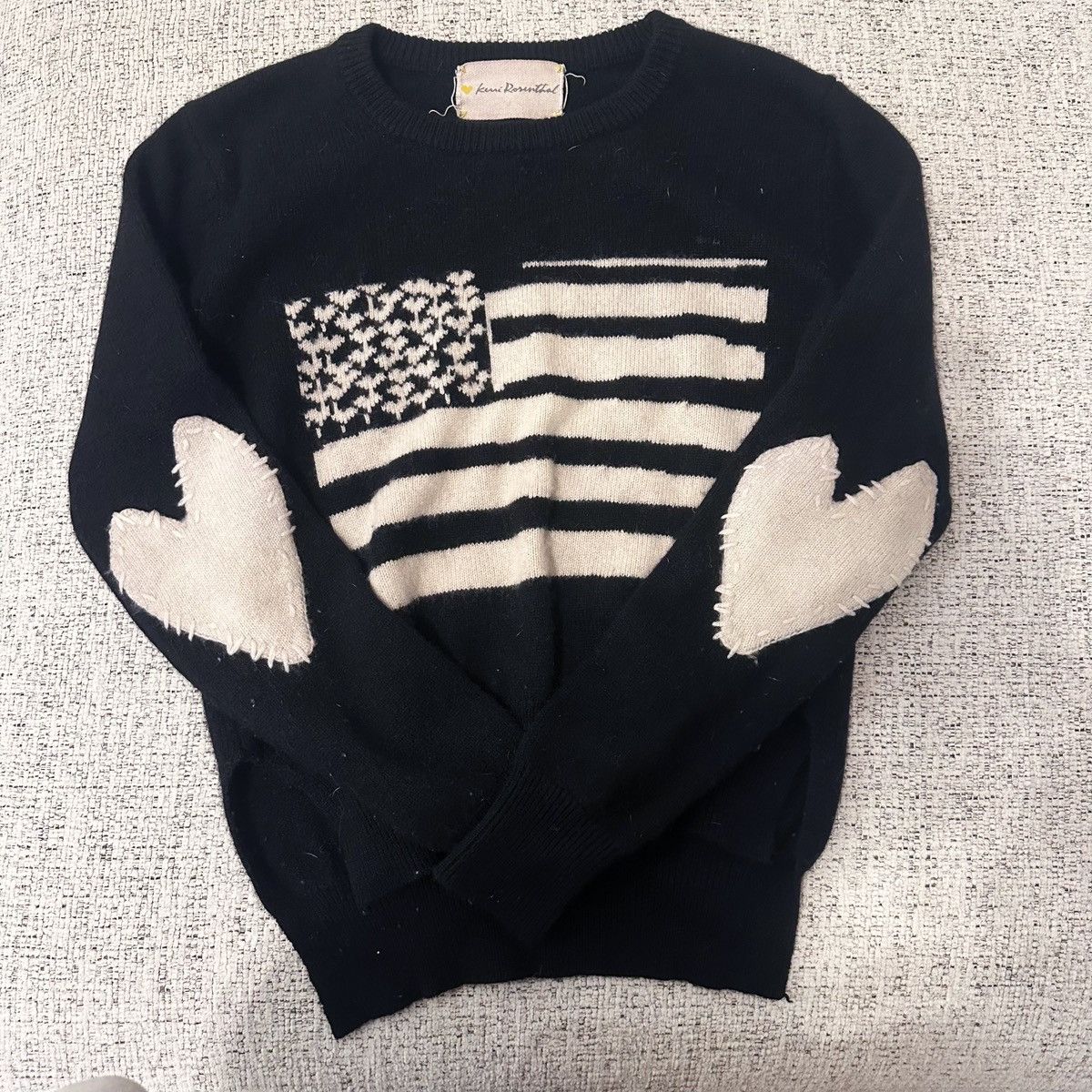 Other Kerri Rosenthal - Elbow Heart Patch 100% Cashmere Sweater Size S / US 4 / IT 40 - 2 Thumbnail