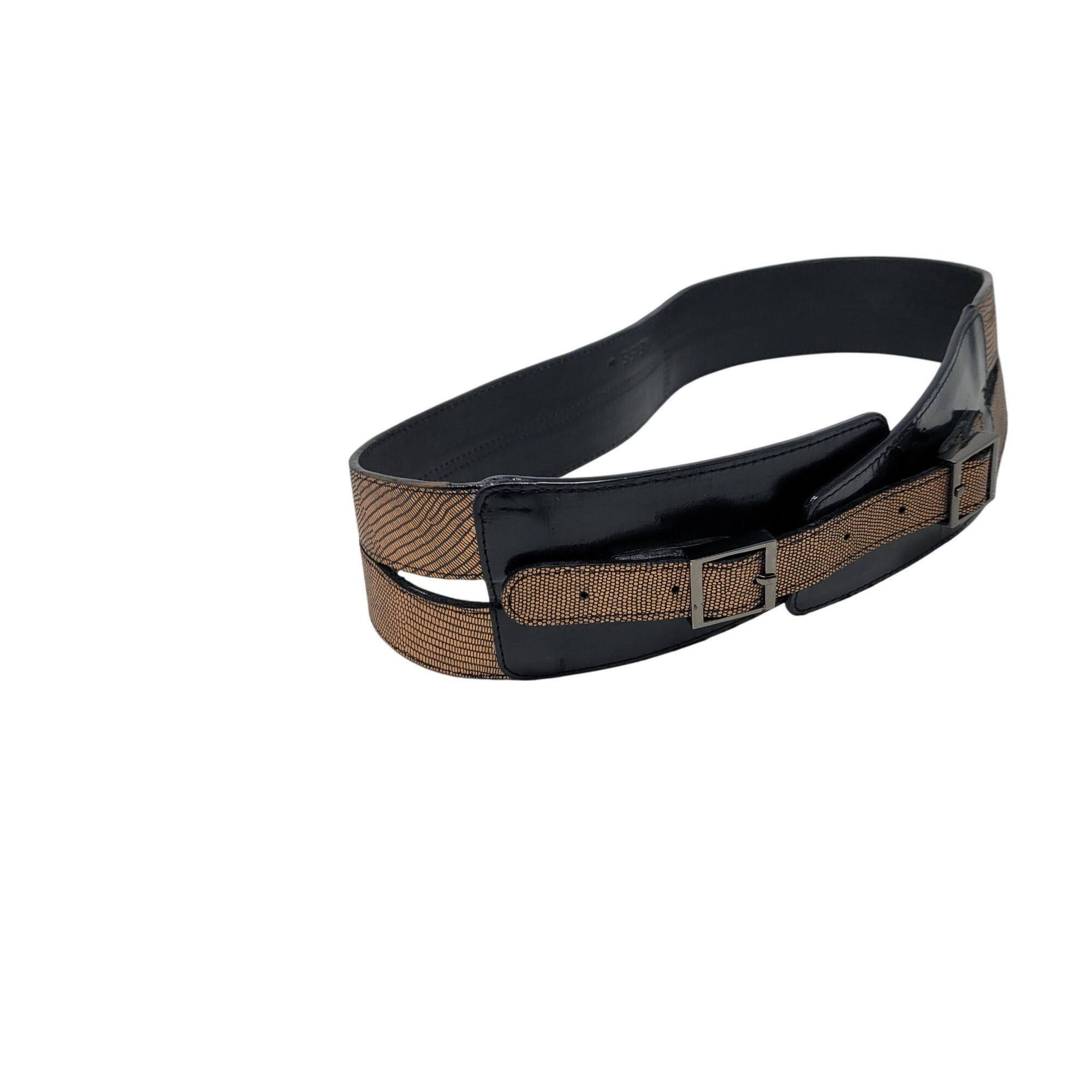Reiss Reiss Womens Waist Belt Patent Leather Metallic Copper Doubl Size ONE SIZE - 2 Thumbnail