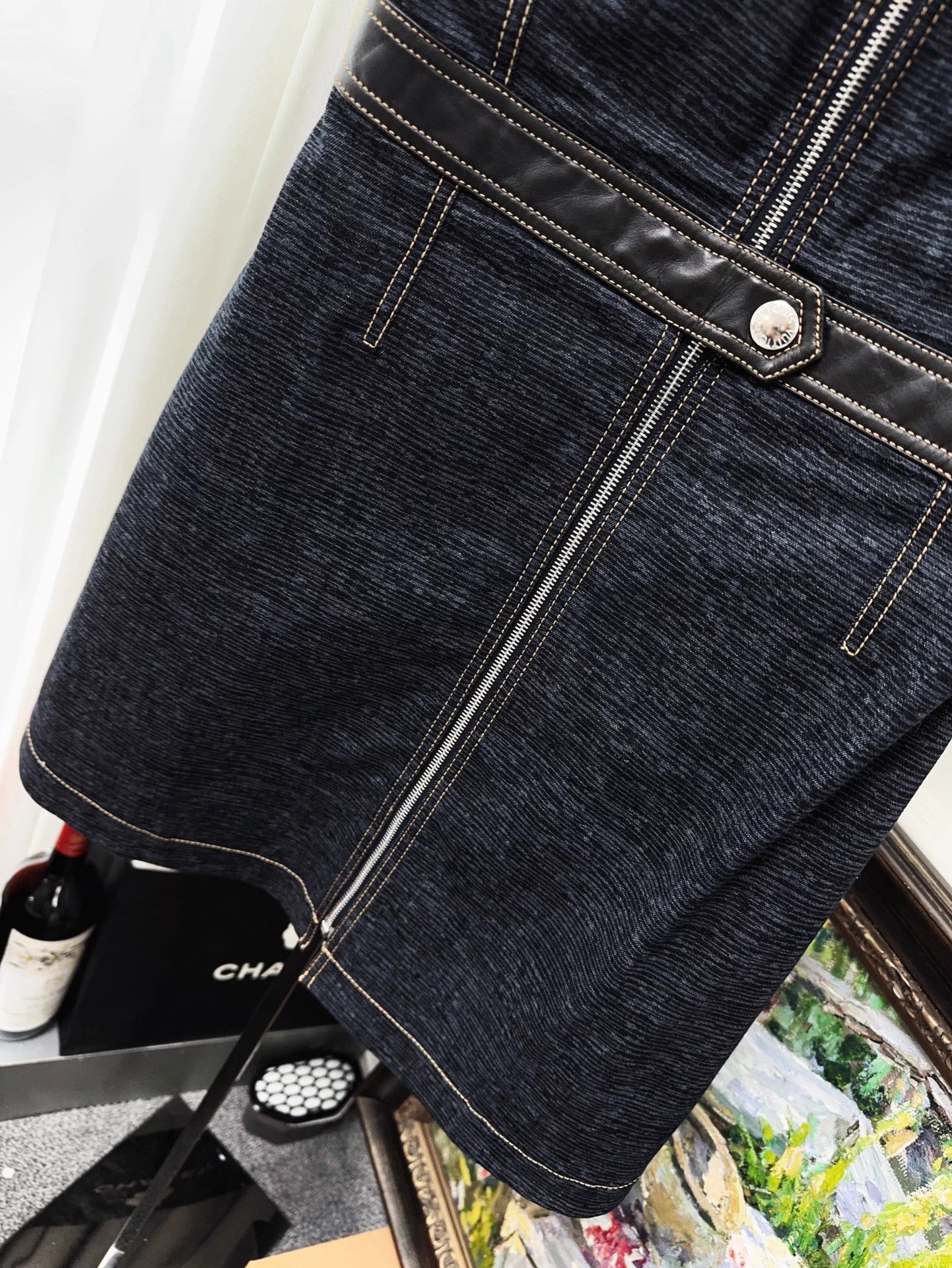 Louis Vuitton LV navy cami waist-cinched denim dress 36 Size XS / US 0-2 / IT 36-38 - 3 Thumbnail