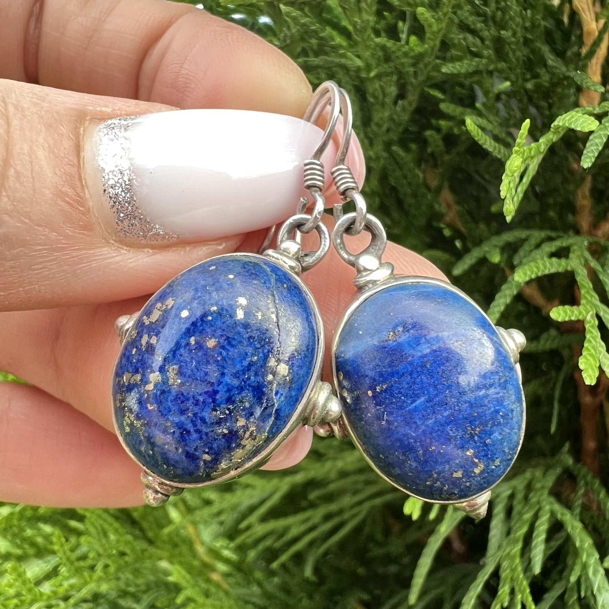 Sterling Silver Vintage Sterling Silver 925 Jewelry Earrings Lapis Lazuli Size ONE SIZE - 1 Thumbnail