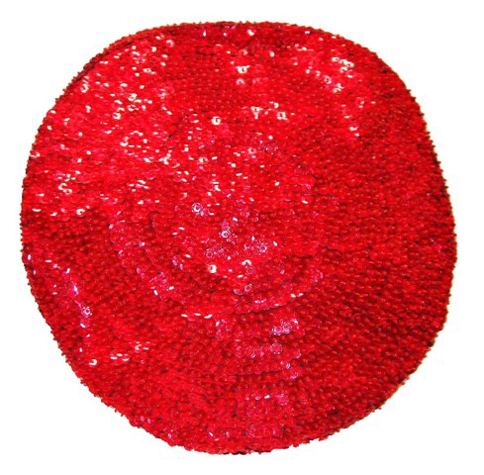 Designer Sequin Beret Style Cap Red Size ONE SIZE - 1 Preview