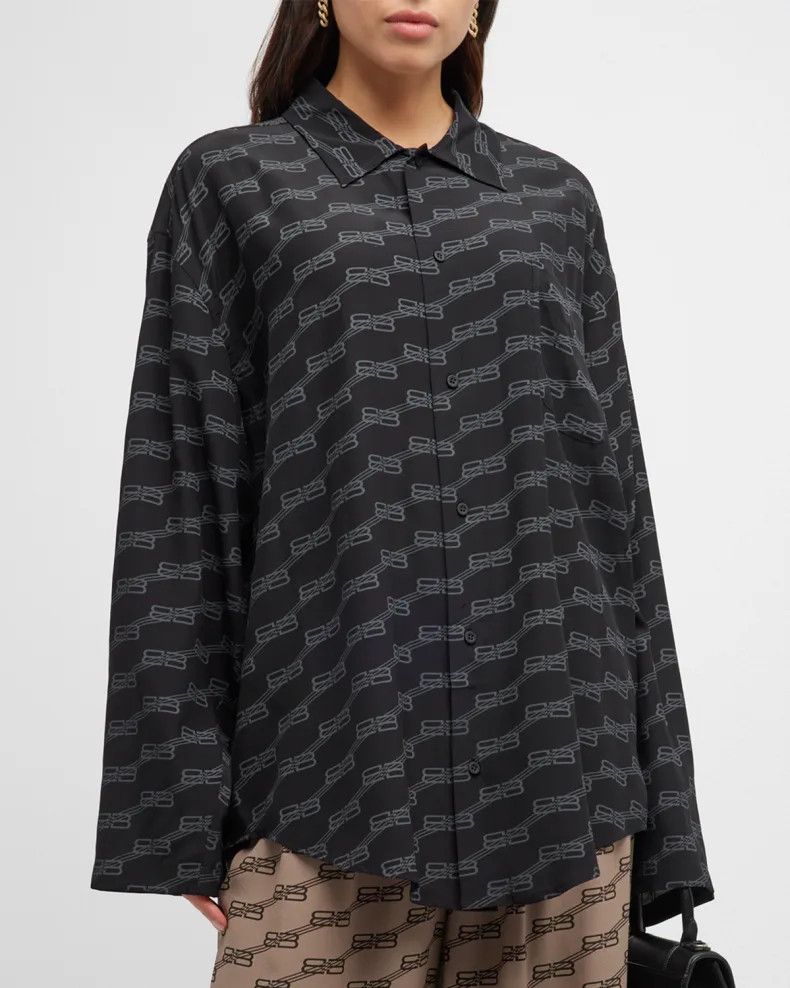 Balenciaga o1bcso1str1124 BB Monogram Minimal Shirt in Black Size M / US 6-8 / IT 42-44 - 2 Thumbnail