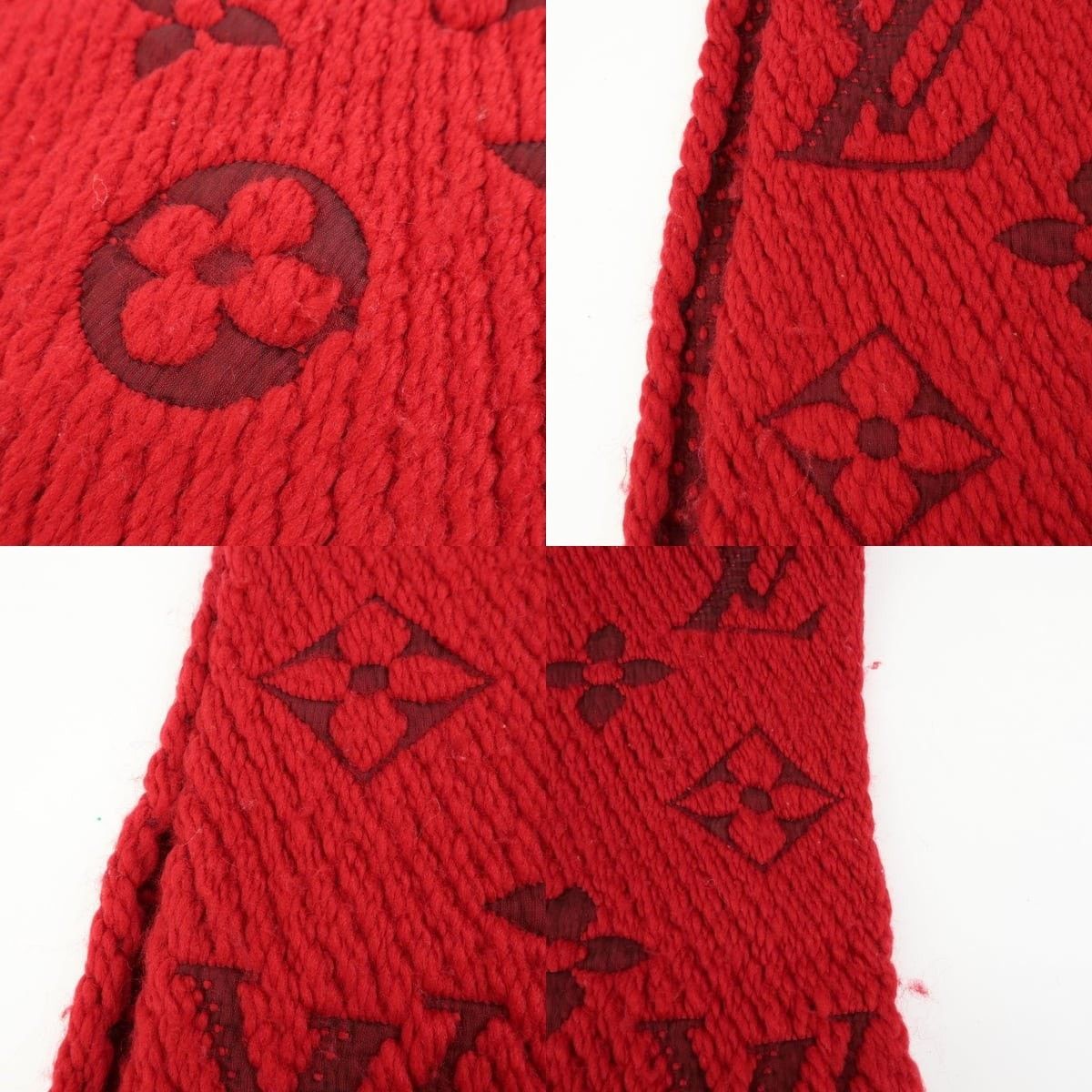 Louis Vuitton Louis Vuitton Logomania Wool Silk Scarf Red Size ONE SIZE - 4 Thumbnail