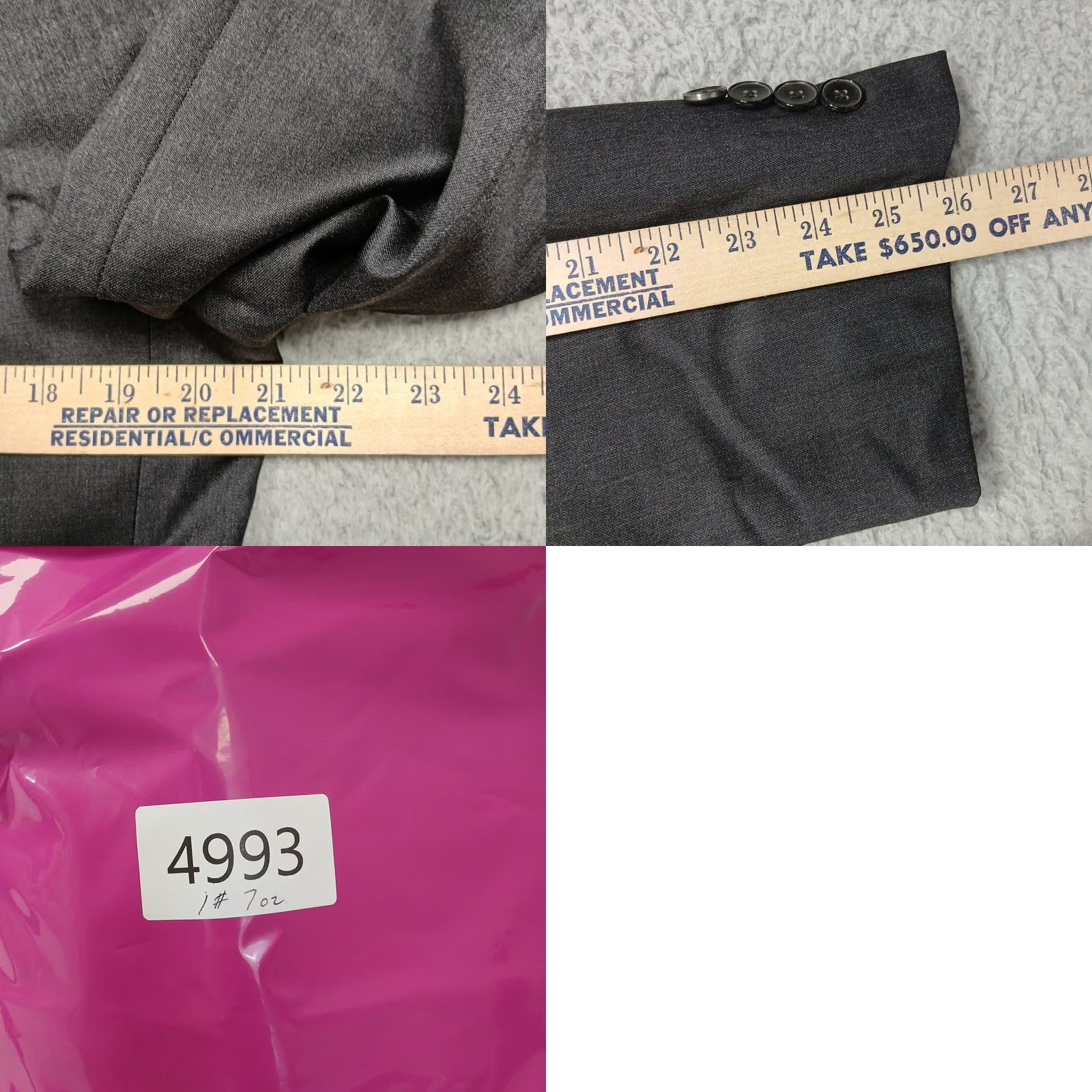 Hugo Boss Hugo Boss Men Blazer 42L Gray Two-Button Suit Jacket Regular Size 42R - 8 Thumbnail