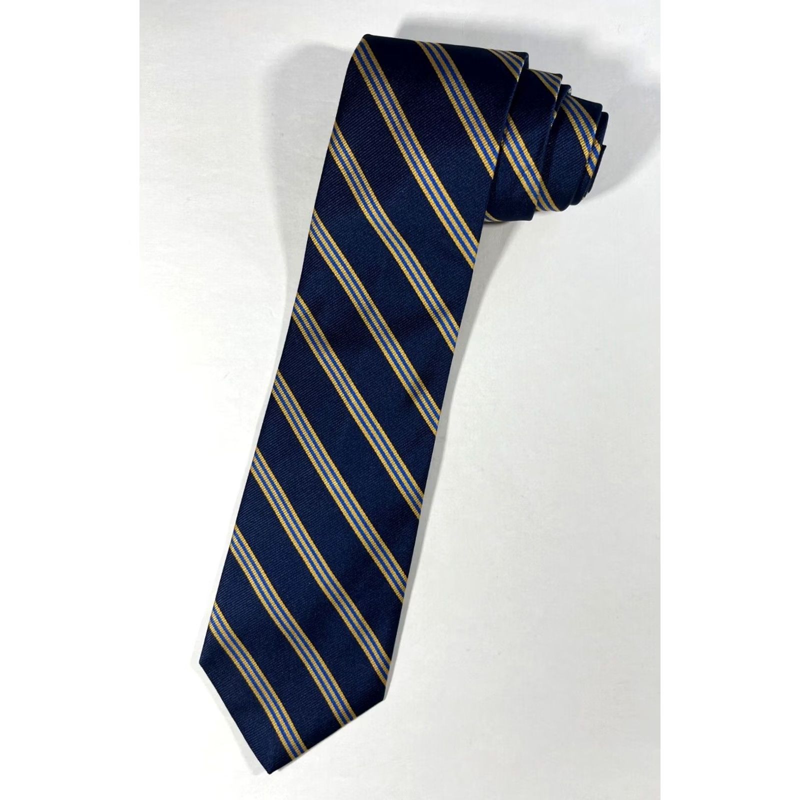 Brooks Brothers VINTAGE Brooks Brothers Navy Striped Silk Tie 346 Men’s 57-60" 3.5" Woven in Italy Made in USA Mens Size ONE SIZE - 2 Thumbnail
