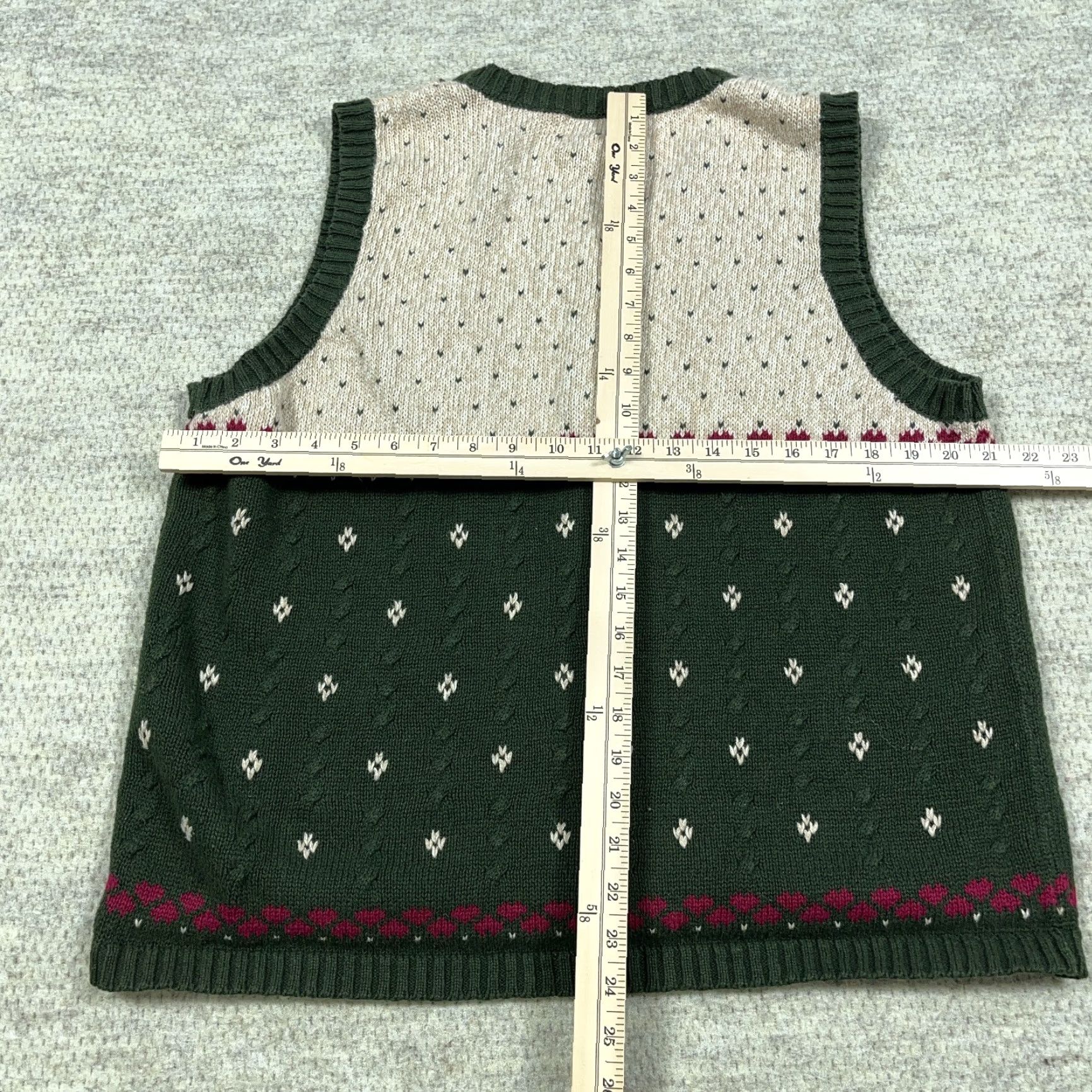 Vintage VINTAGE Sweater Loft Quaker Factory Vest Women 1X Green Knit Geometric 90s Christmas Casual Holiday Retro Size XL / US 12-14 / IT 48-50 - 7 Thumbnail
