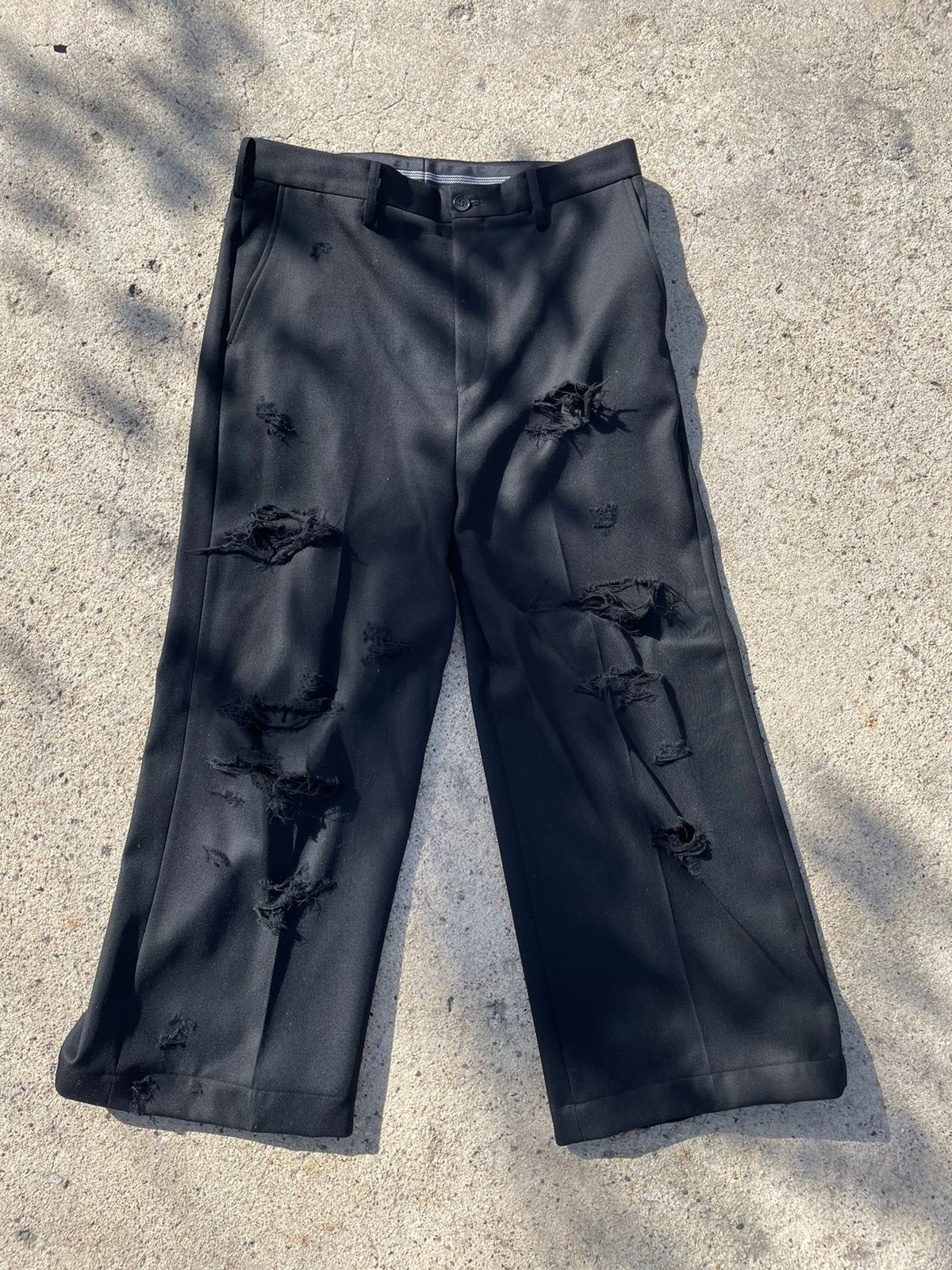 Archival Clothing Doublet Black Destroyed Wide Trousers | Grailed