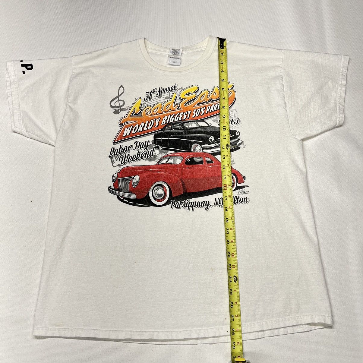 Gildan × Vintage Car Tee Shirt White Hot Rod Classic Show NJ Custom Auto Y2K Size US XL / EU 56 / 4 - 19 Thumbnail