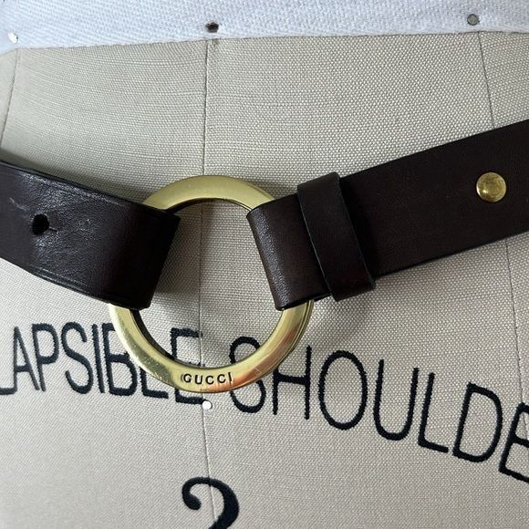 Gucci Gucci Bridle Bit Leather Loop Studded Belt Slide Brass Logo Size ONE SIZE - 2 Thumbnail
