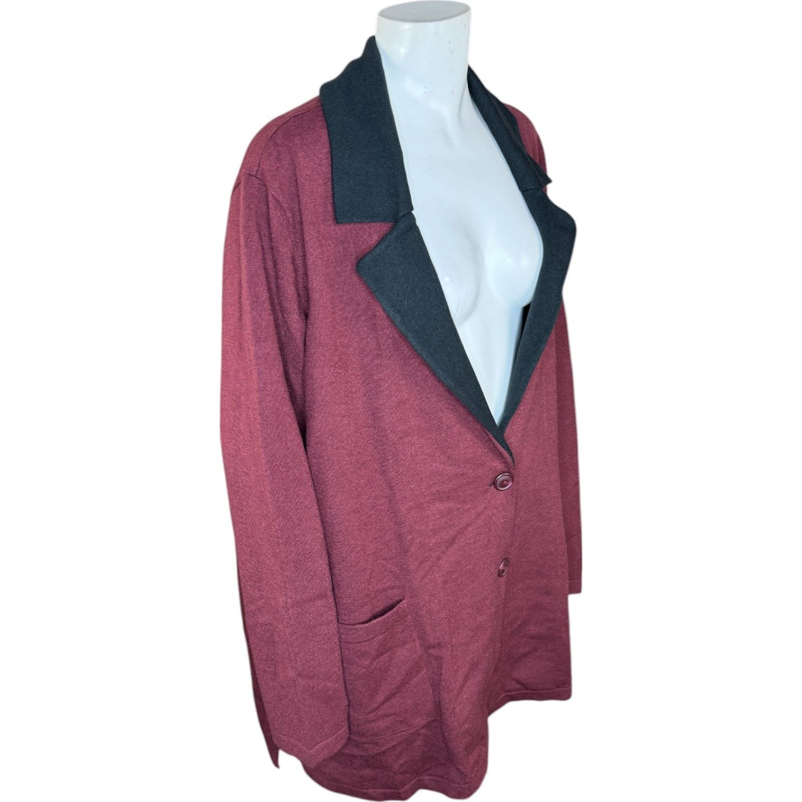 Jason Wu J Jason Wu Double Knit Jacket Wine 3X Pockets Size 3XL / US 20-22 - 11 Thumbnail