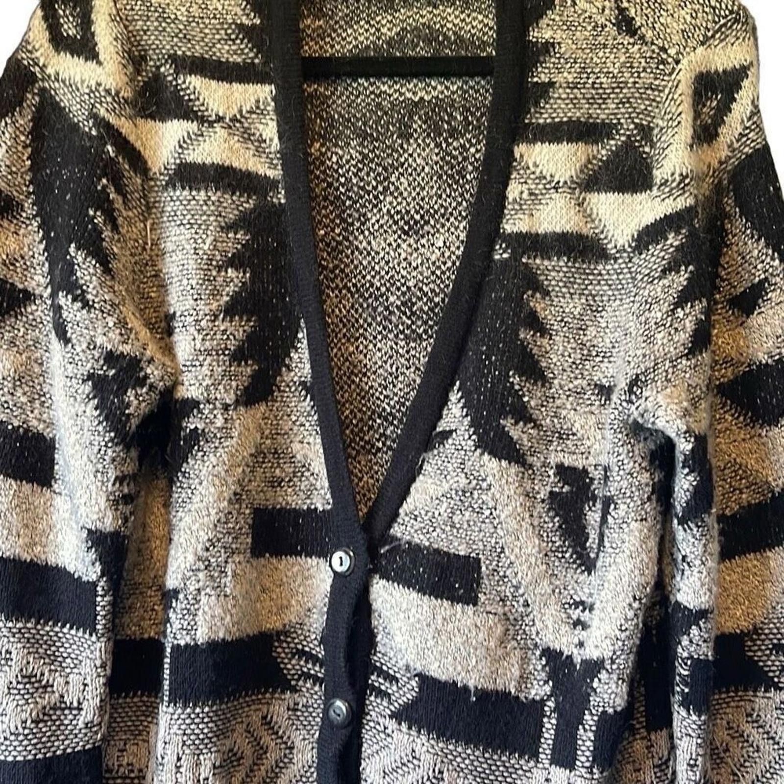 Designer J Jill tribal wool blend sweater coat medium Size M / US 6-8 / IT 42-44 - 6 Thumbnail