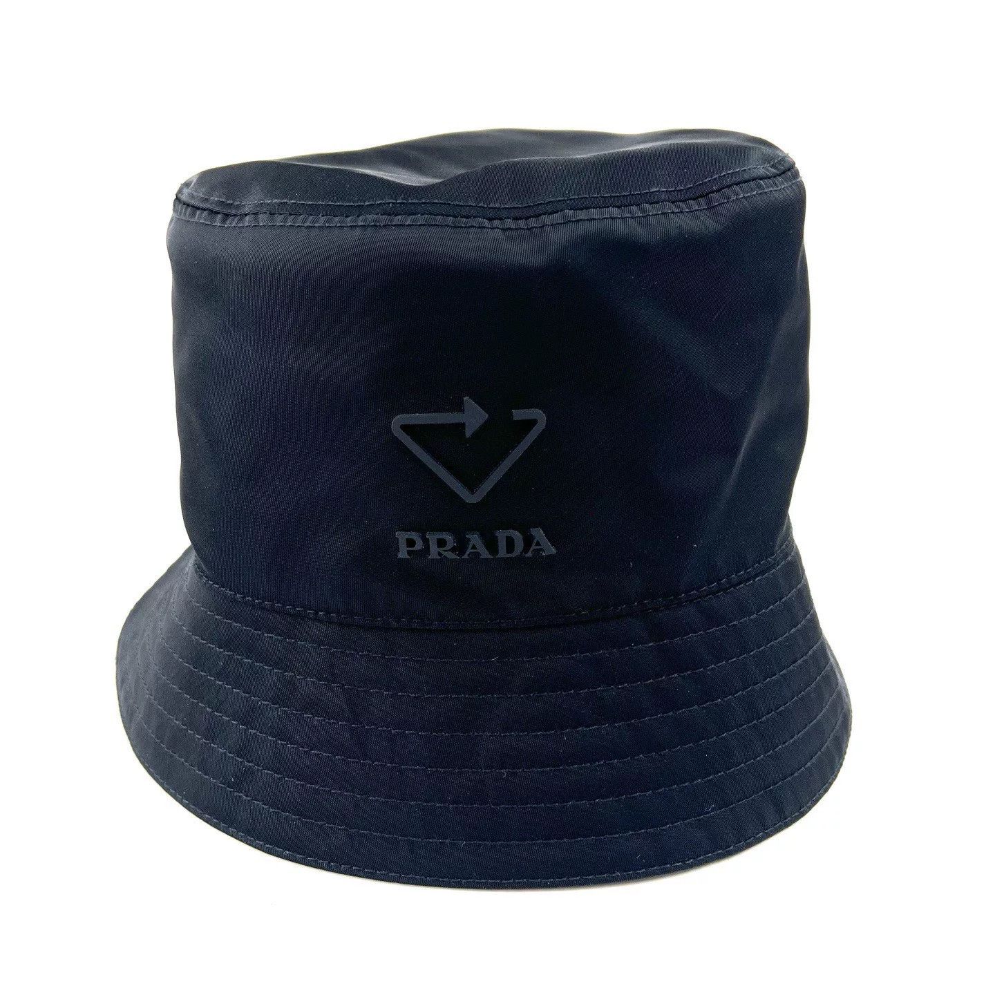 Prada Prada Black Nylon Triangle Logo Bucket Hat Size ONE SIZE - 1 Thumbnail