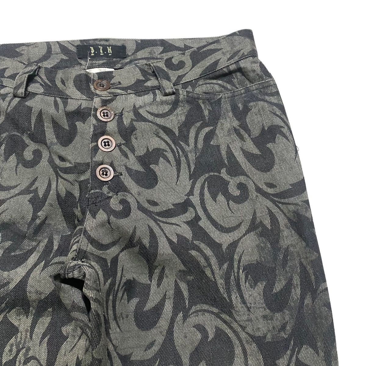 Japanese Brand BLACK PEACE NOW Tribal Coated Flare Pants Size US 28 / EU 44 - 4 Thumbnail