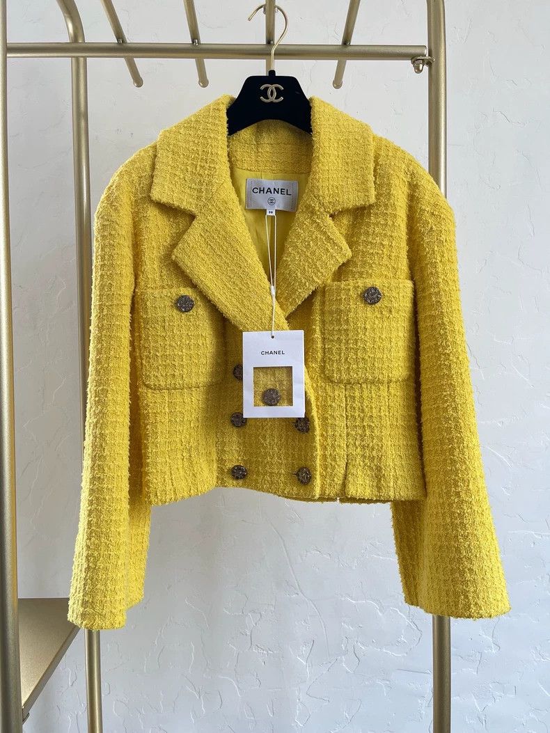 Chanel Chanel 2022 SS Yellow Knit Jacket - dmc Size US M / EU 48-50 / 2 - 1 Thumbnail