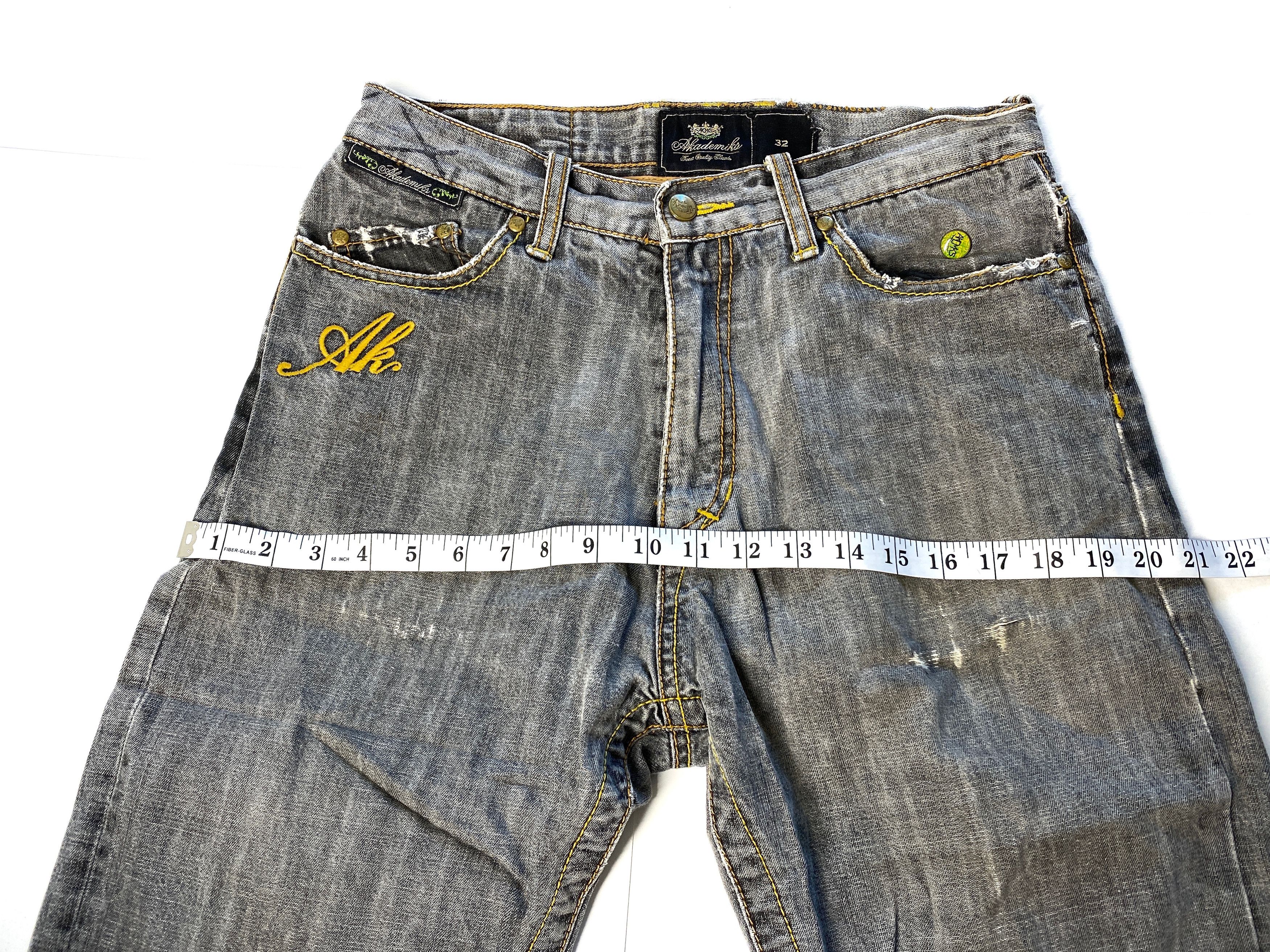 Akademiks Jeans Unisex 32 Distress Capri Geometric Print AK Embroidory Size US 32 / EU 48 - 8 Thumbnail