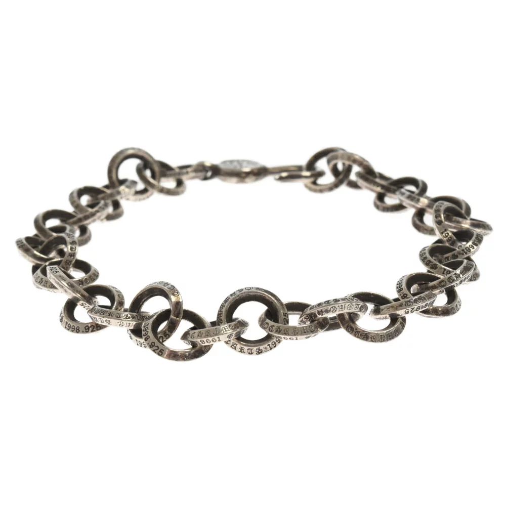Pre-owned Chrome Hearts Single B Ring Bracelet In Silver