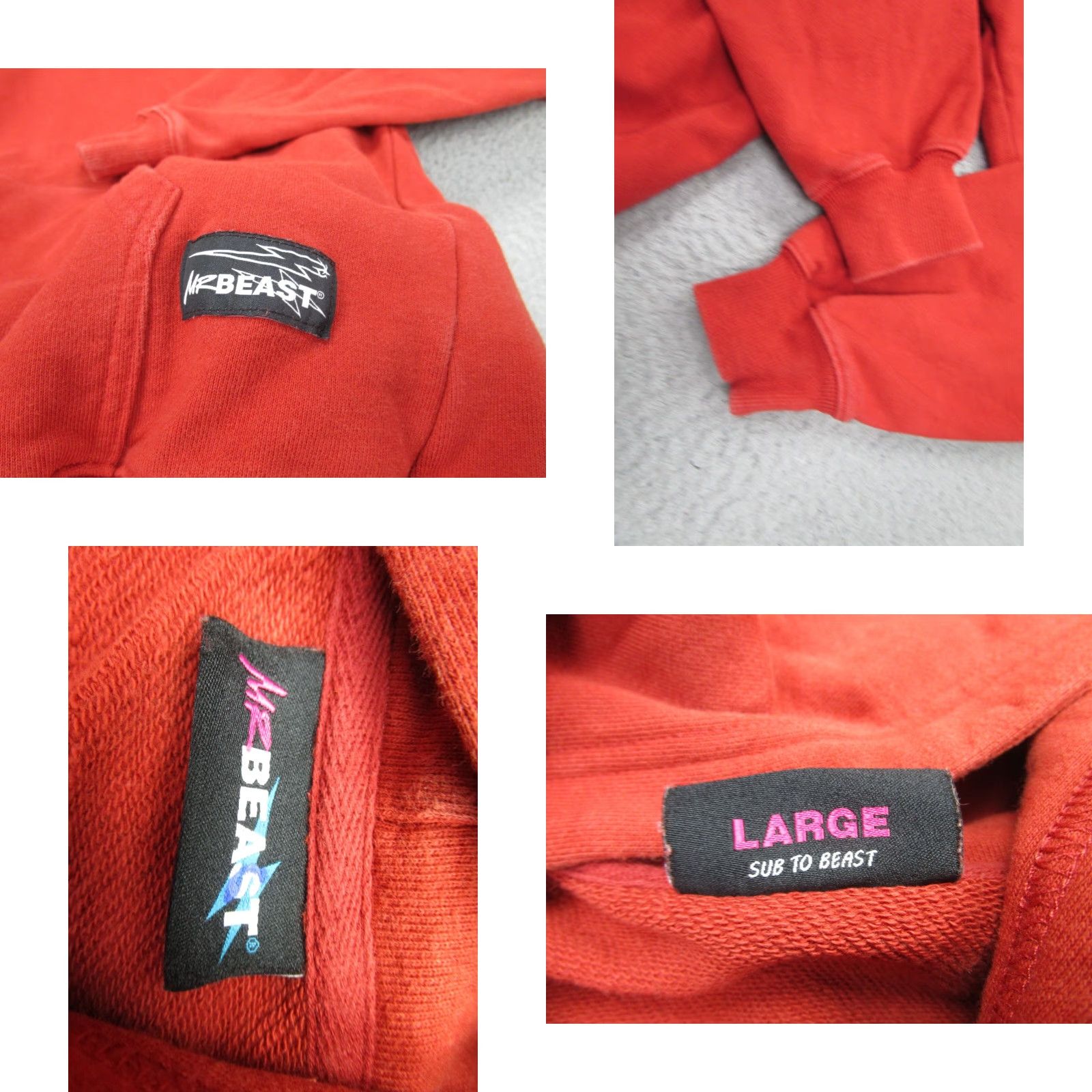 Vintage Mr. Beast Hoodie Mens Large Orange Fleece Pullover Long Sleeve Sweatshirt Size US L / EU 52-54 / 3 - 8 Thumbnail