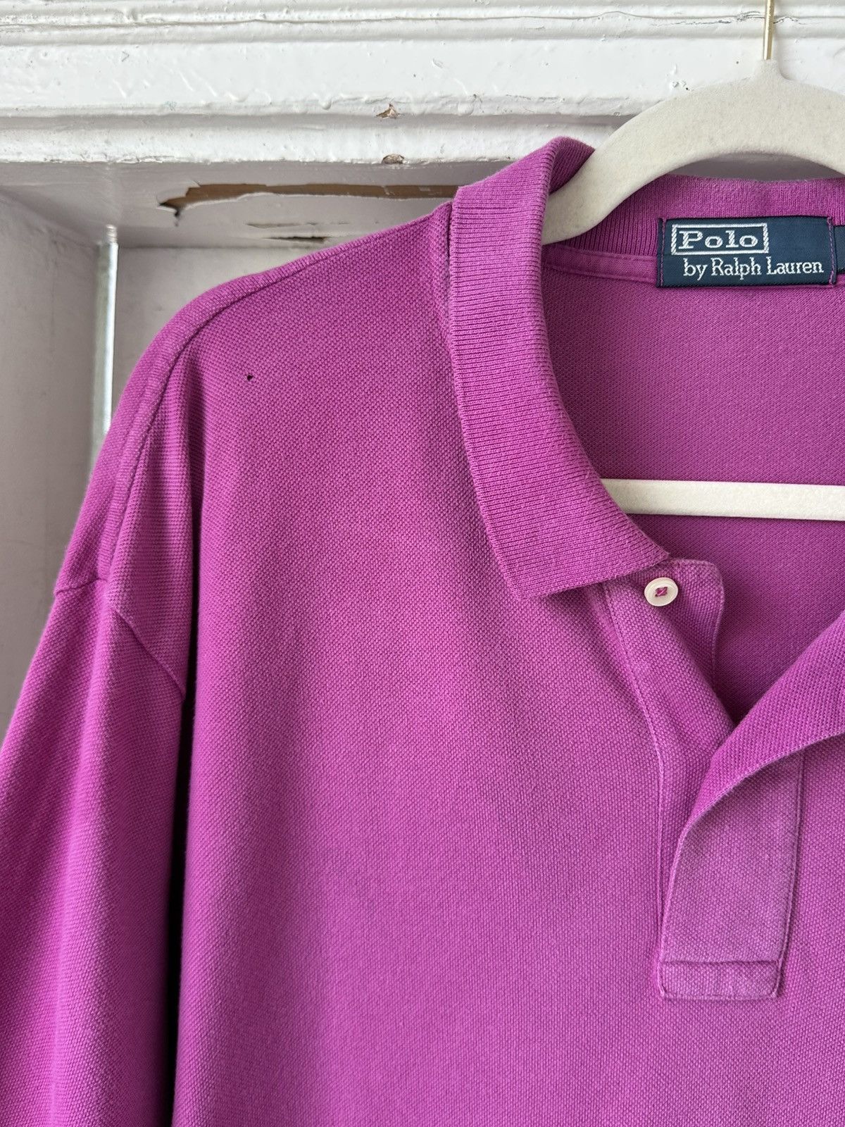 Vintage Vintage Ralph Lauren Violet Short Sleeve Polo Size US XL / EU 56 / 4 - 4 Thumbnail