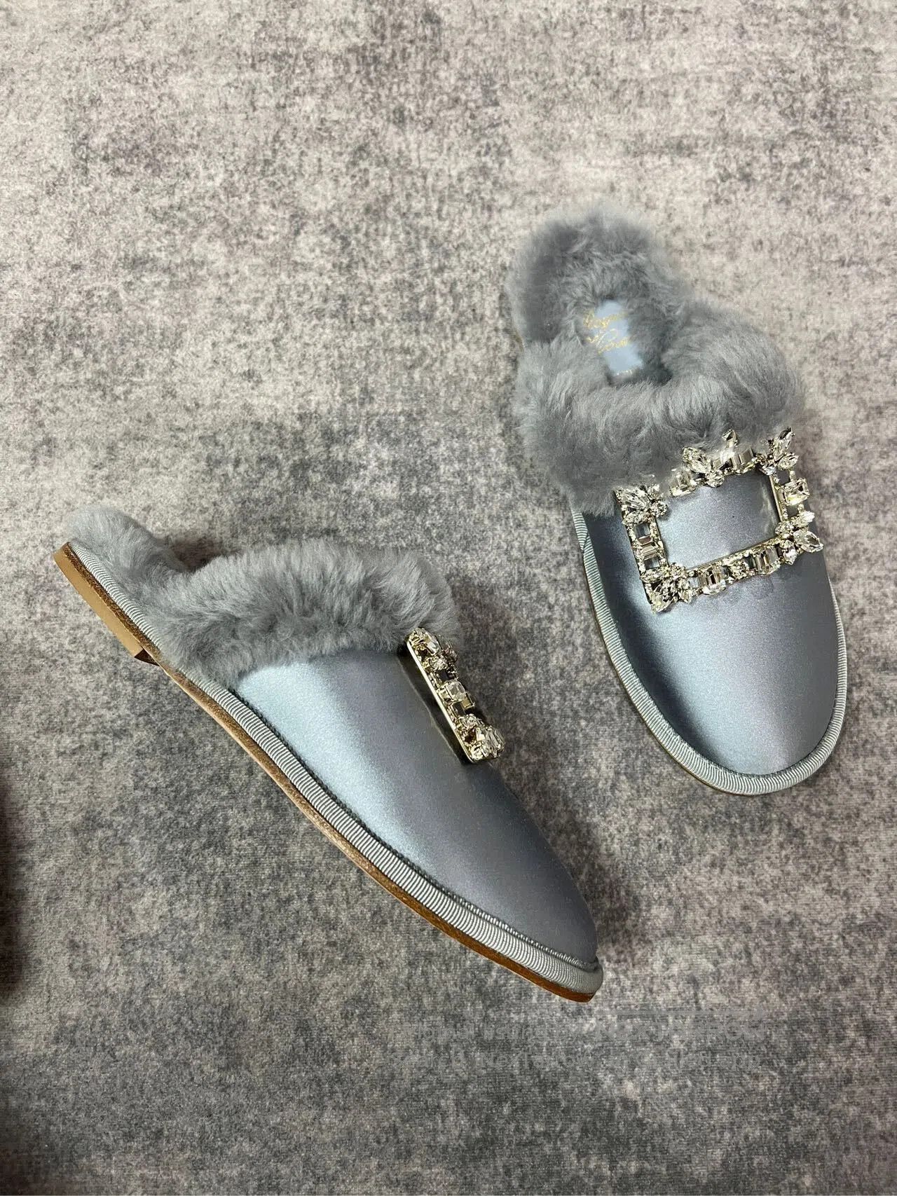 Roger Vivier Roger Vivier Crystal Button Fur Slippers| Size US 4.5 / IT 34.5 - 2 Thumbnail