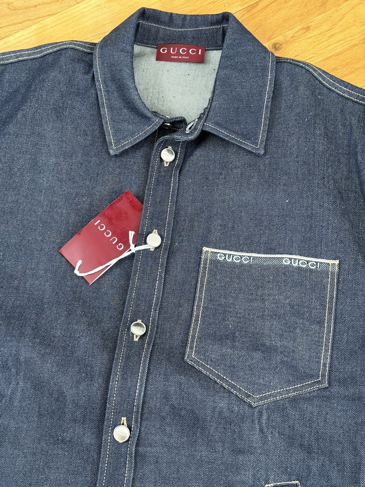 Gucci Gucci Cotton Selvedge Denim Shirt Size US M / EU 48-50 / 2 - 2 Thumbnail