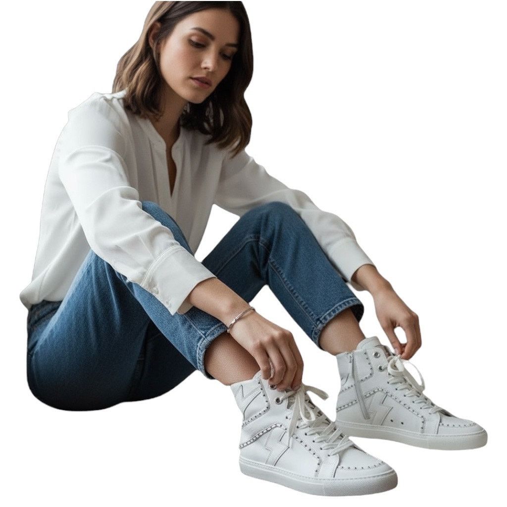 Zadig & Voltaire High Flash Stud Leather High Top Sneaker 40