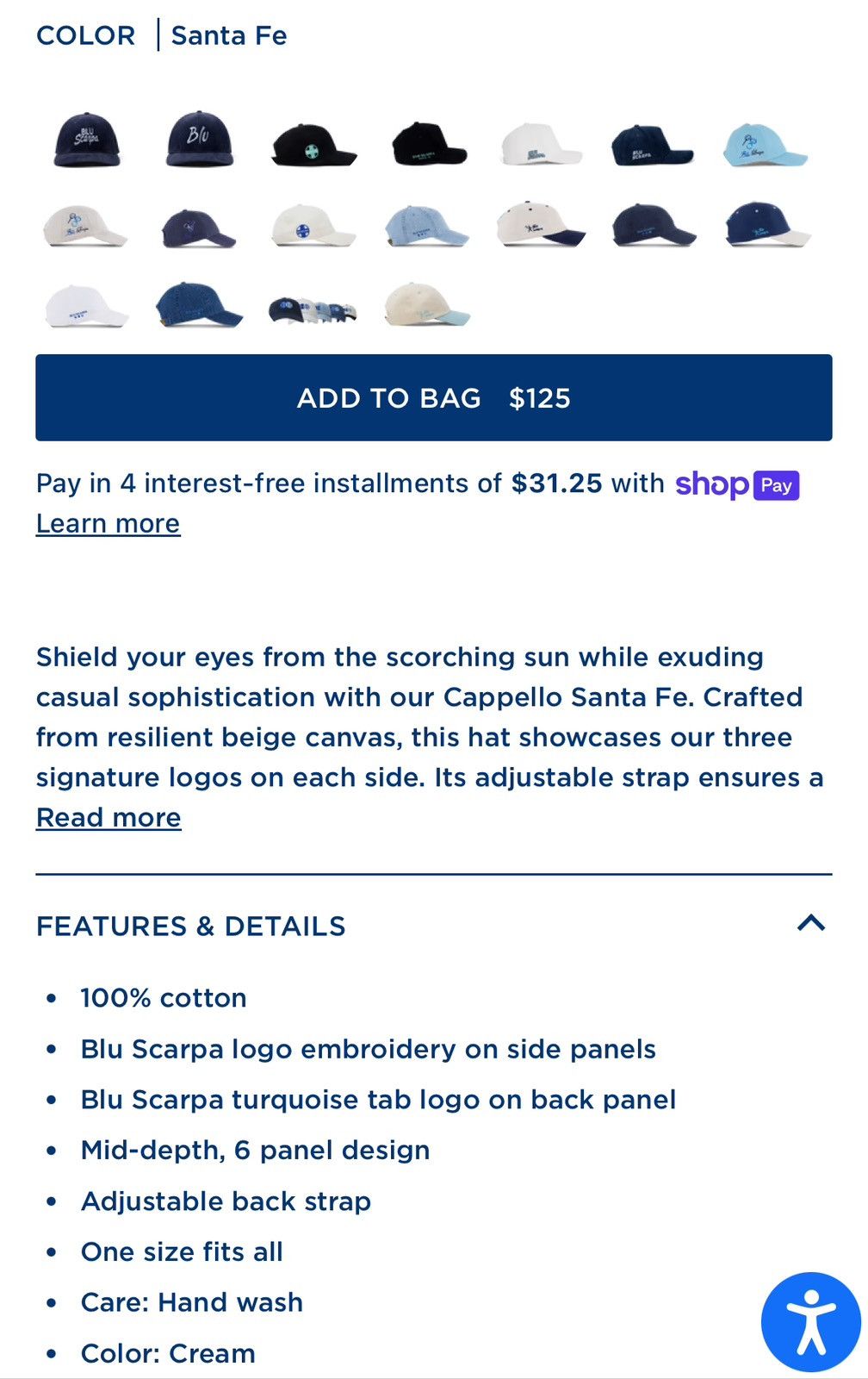 Vintage BLU SCARPA CAPPELLO SANTA FE TENNiS DAD HAT BASEBALL CAP Size ONE SIZE - 4 Thumbnail