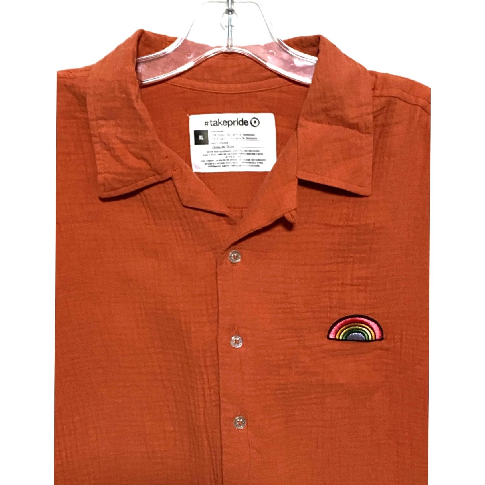 Vintage Take Pride Target Orange Button Shirt Rainbow Patch Unisex XL LGTBQ Summer Loud Size US XL / EU 56 / 4 - 2 Thumbnail