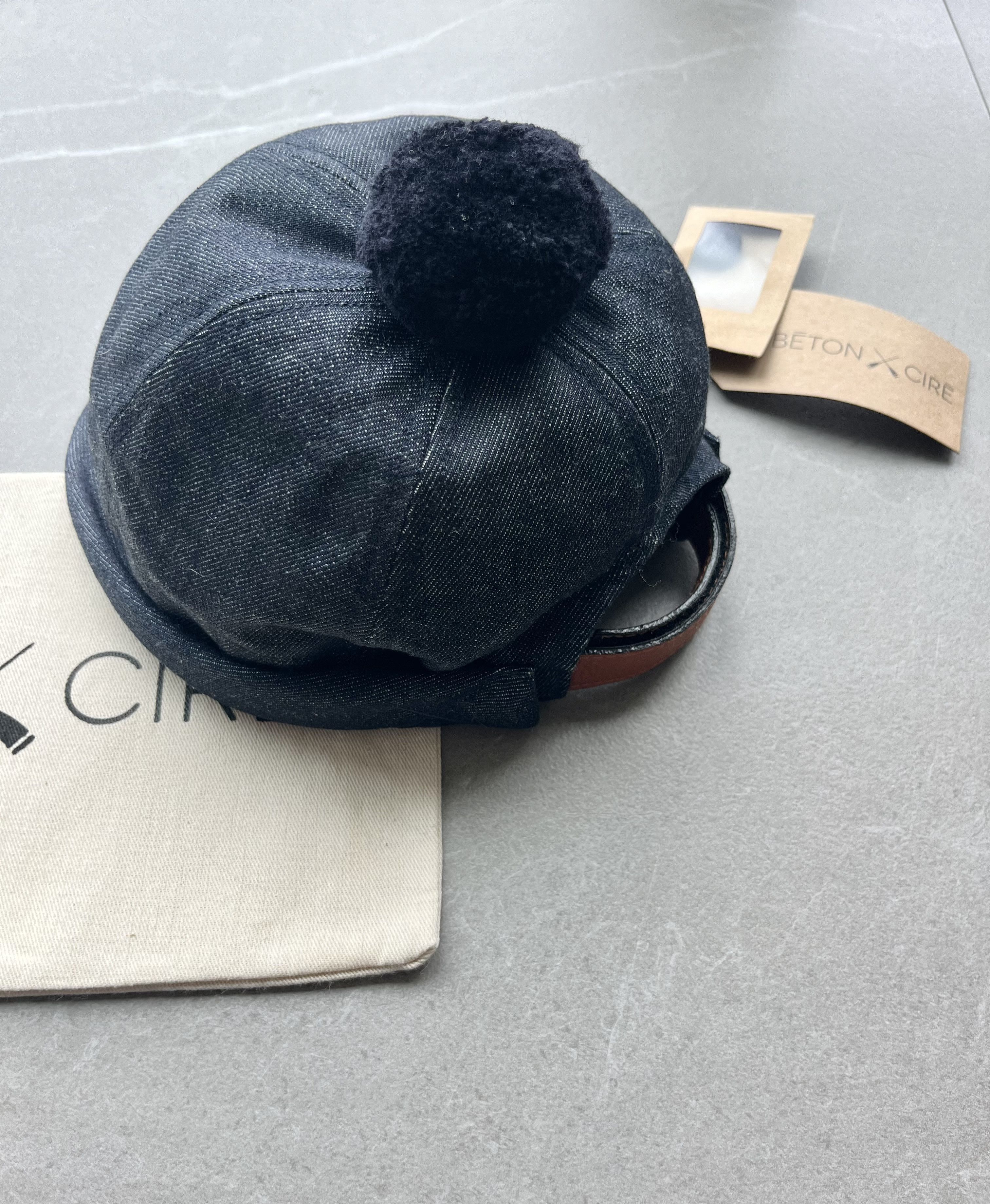 BETON CIRE Beton Cire Miki Pompon Denim Brut Hat with Removable PomPon Size ONE SIZE - 5 Thumbnail