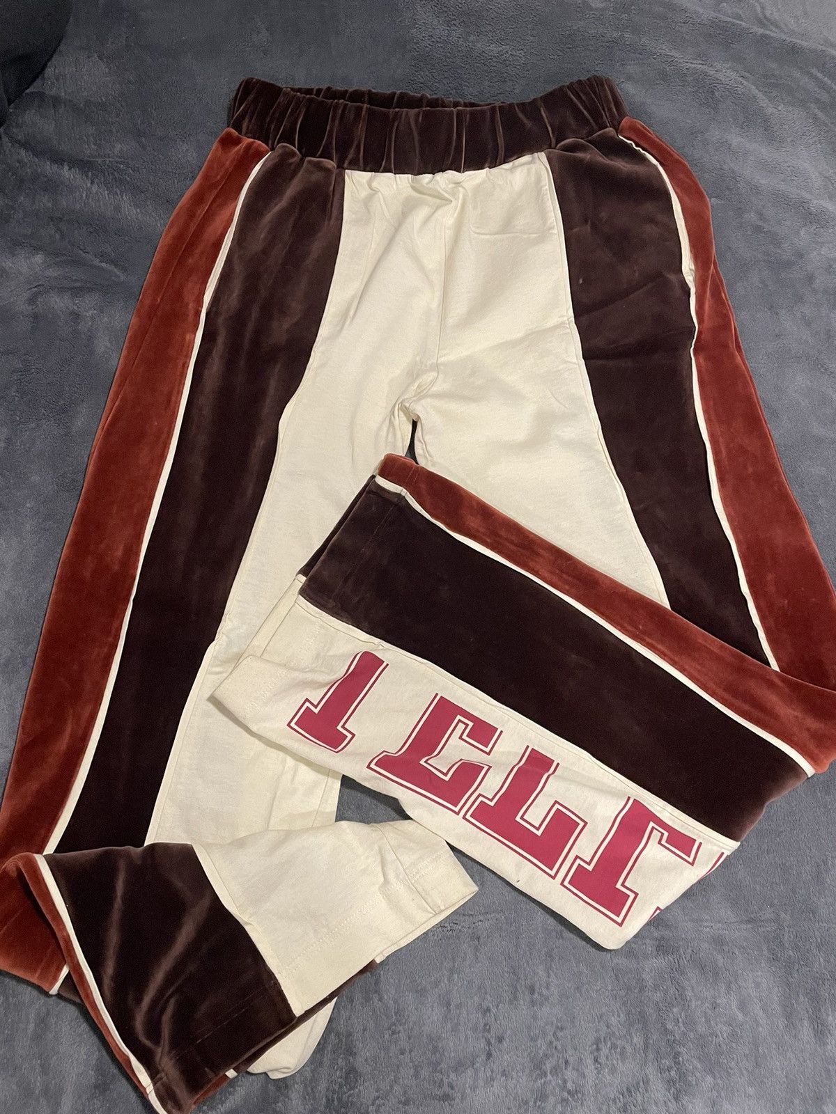 Pre-owned Telfar Velour Track Pants In Brown