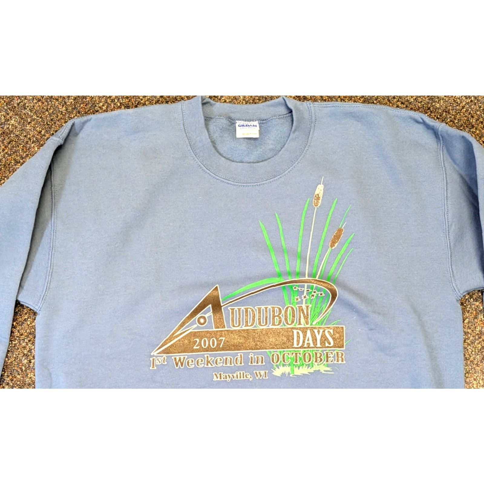Gildan Vintage Gildan L Large 2007 Audubon Days Mayville Wisconsin Souvenir Sweatshirt Blue Long Sleeve Pullover Unisex Adults Cotton Polyester Mens Womens Size L / US 10 / IT 46 - 2 Thumbnail