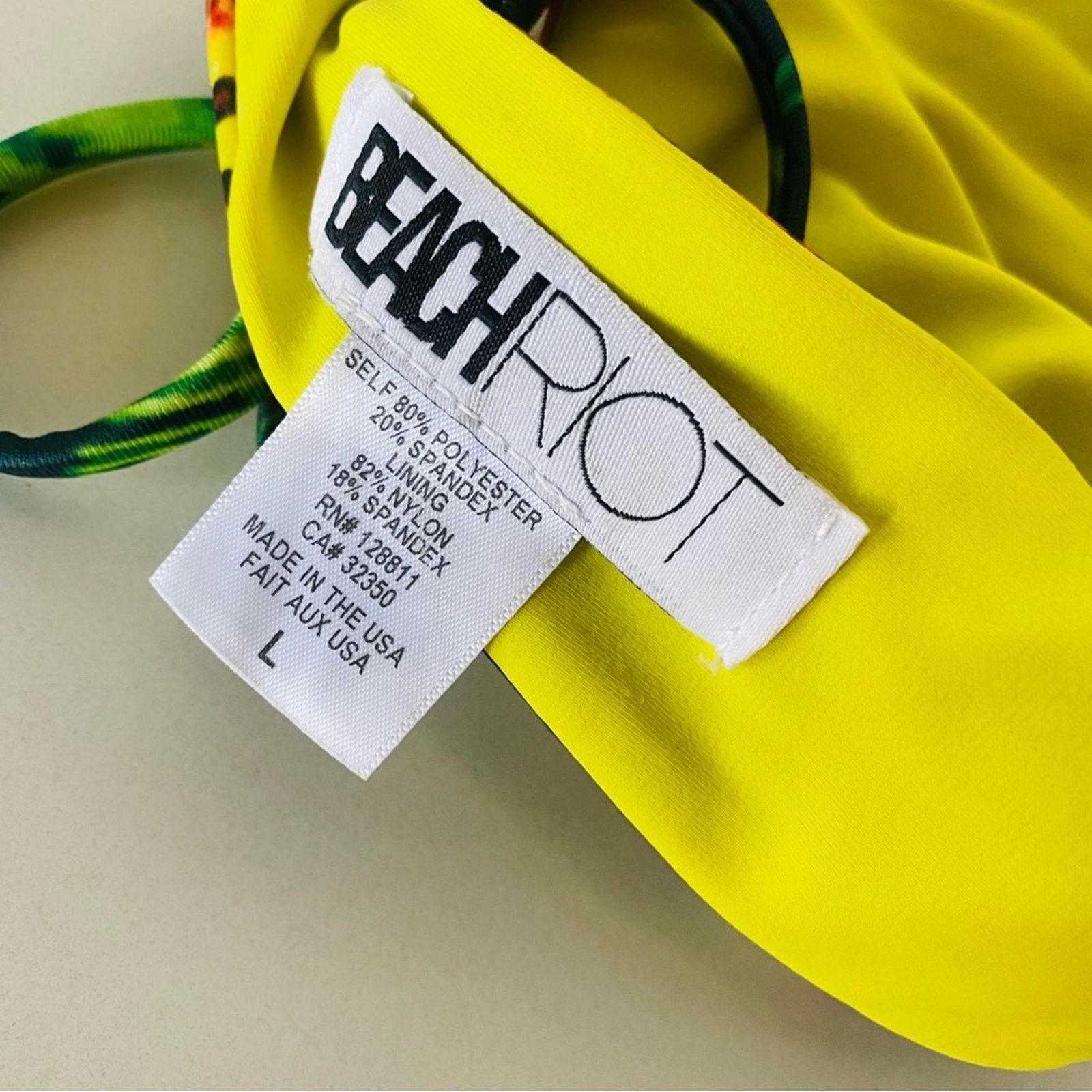 Beach Riot BEACH RIOT Green Blue Black Tropical Print Bikini Swim Top Size L / US 10 / IT 46 - 8 Thumbnail