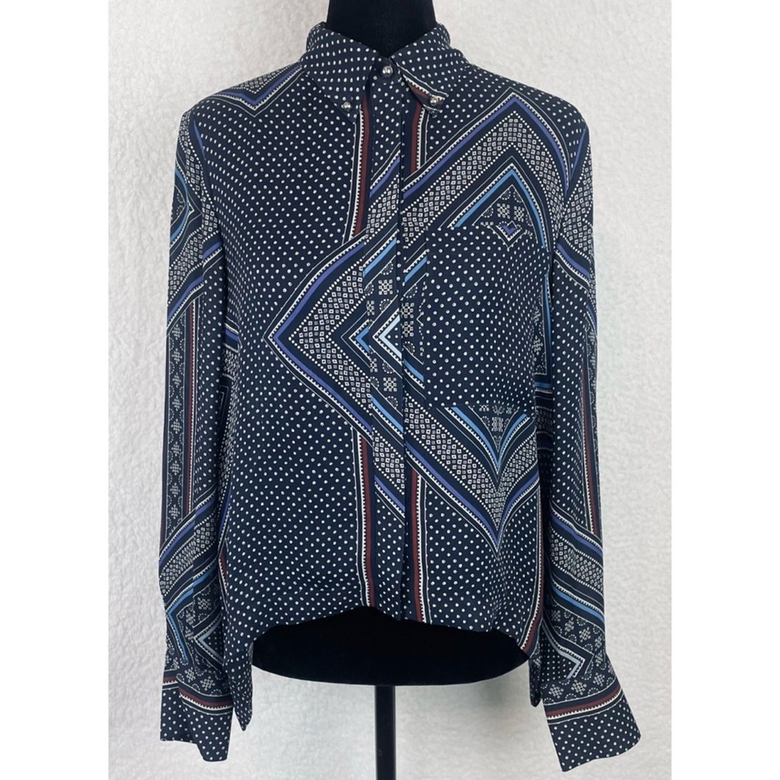 Derek Lam 10 Crosby DEREK LAM • 10 Crosby Bandana 100% Silk Button-Down Shirt Size XS / US 0-2 / IT 36-38 - 4 Thumbnail
