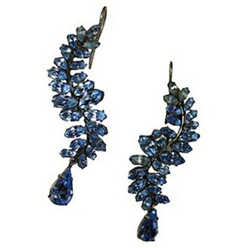 Designer Blue Sterling Drop Rhinestone Earrings Size ONE SIZE - 2 Thumbnail