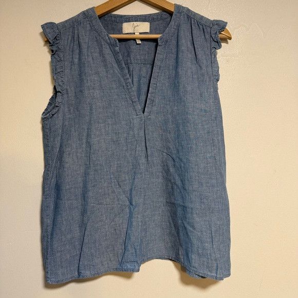 Joie Joie Sleeveless Chambray Ruffle Blouse Size S Size S / US 4 / IT 40 - 2 Thumbnail