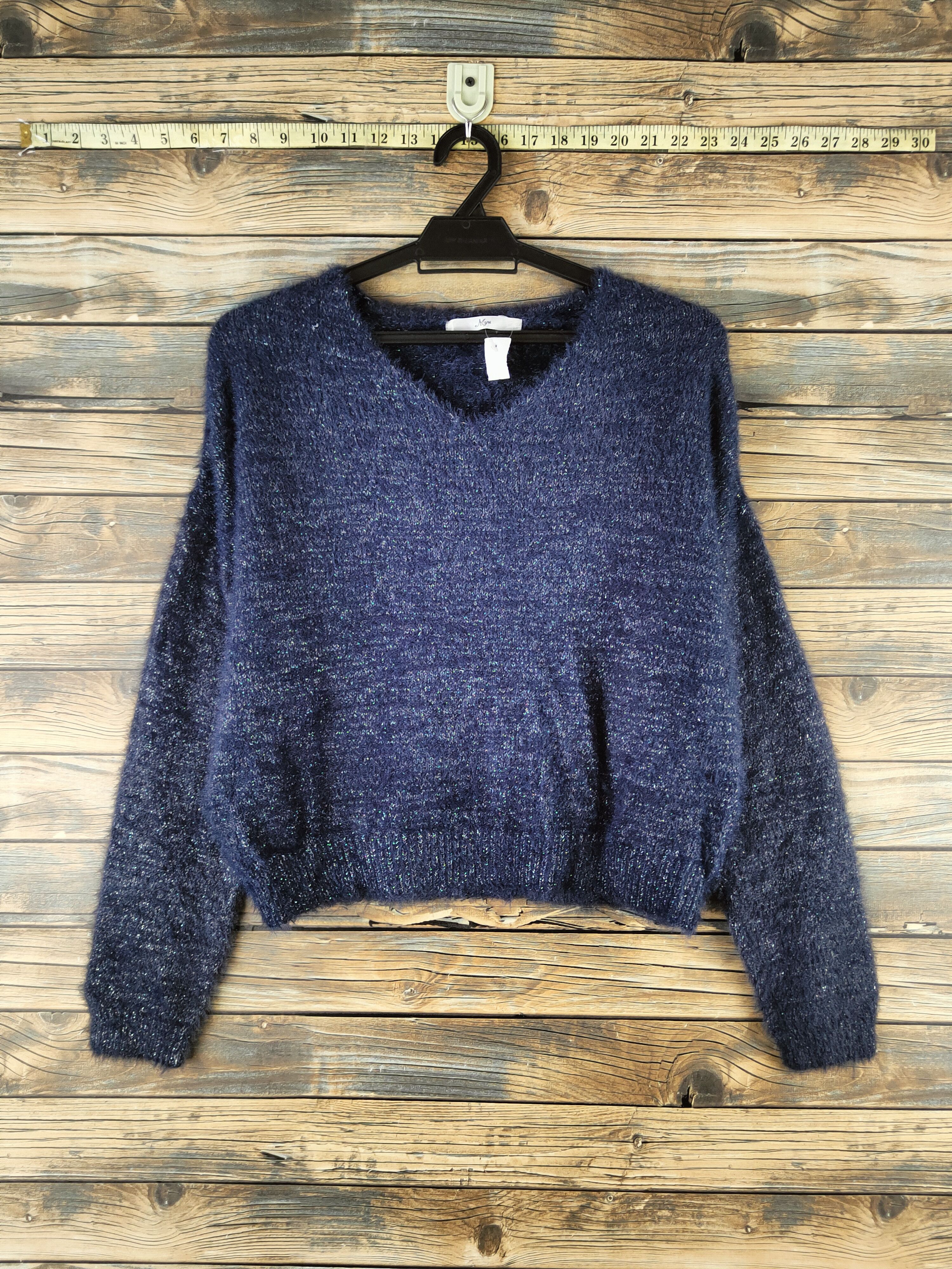 Japanese Brand DL Myu Dark Blue Fur Mohair Knitwear #46-995 Size US M / EU 48-50 / 2 - 1 Thumbnail
