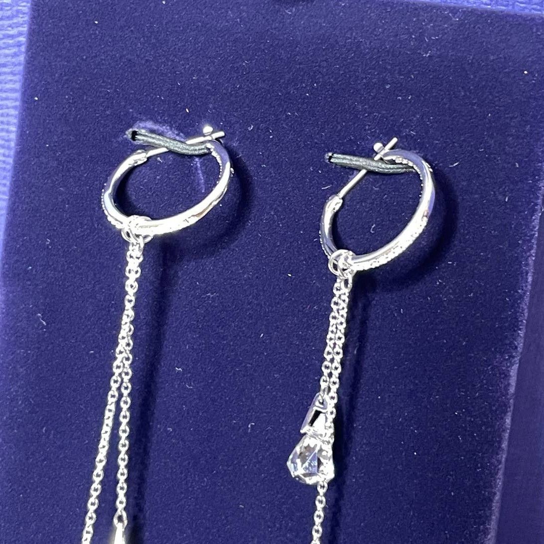 Swarovski Swarovski Spirit hoop pierced earrings Aqua, Rhodium plated Size ONE SIZE - 4 Thumbnail