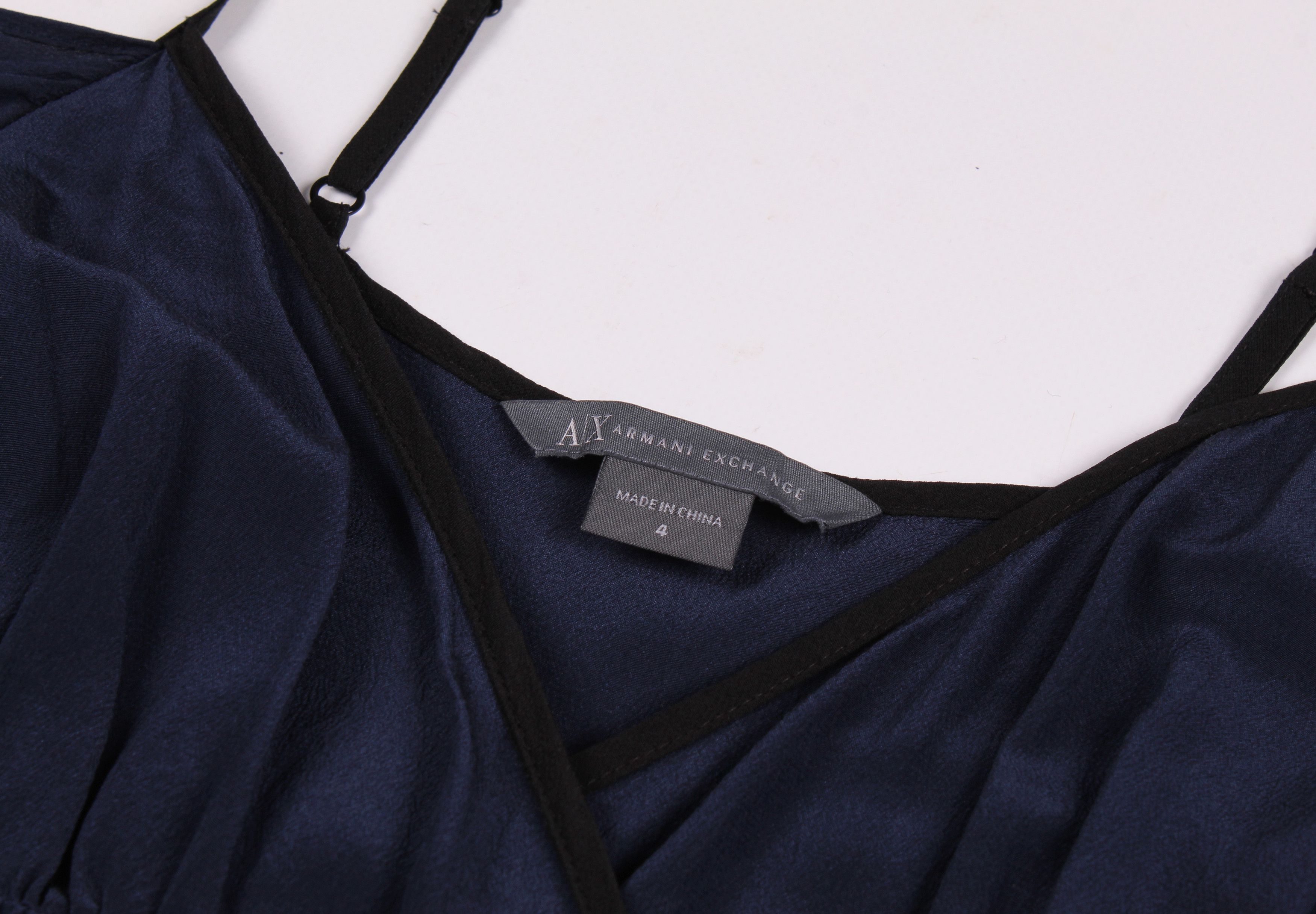 Armani Armani Exchange Navy Silk Mini Dress Size XS / US 0-2 / IT 36-38 - 6 Thumbnail