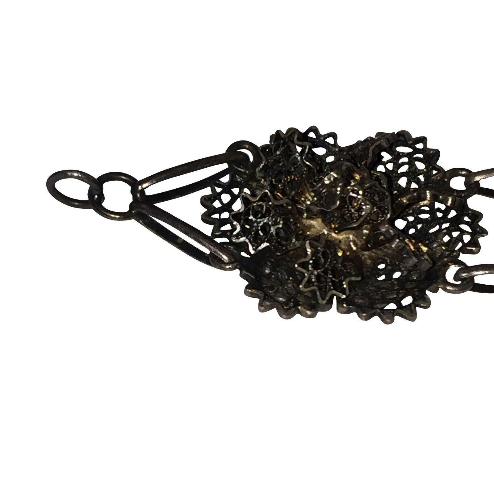 Designer Spanish Sterling Filigree Flower Bracelet Size ONE SIZE - 6 Thumbnail