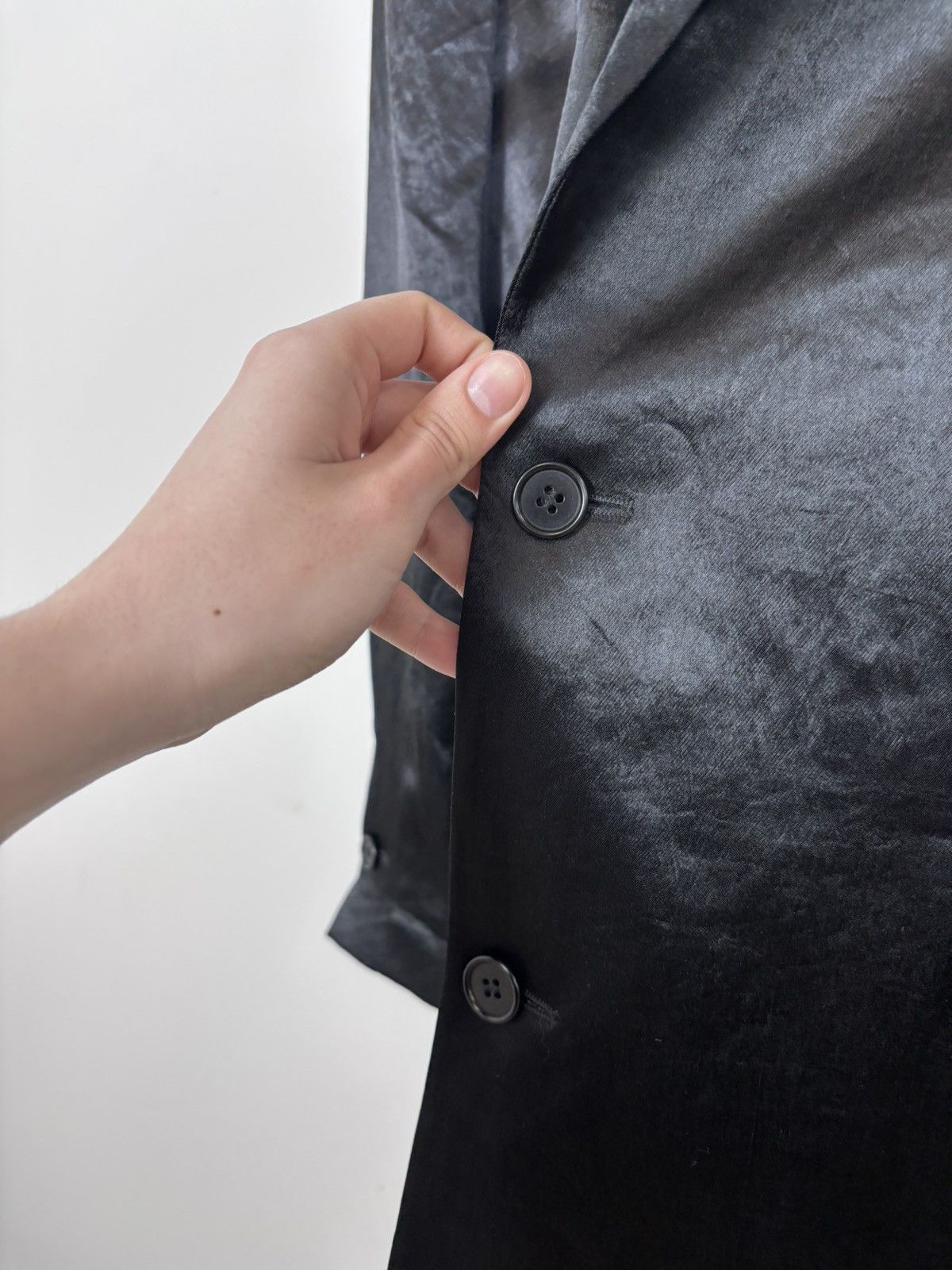 Blk Dnm BLK DNM Men’s Black Satin Long Blazer Jacket Tuxedo Coat Size 40R - 8 Thumbnail